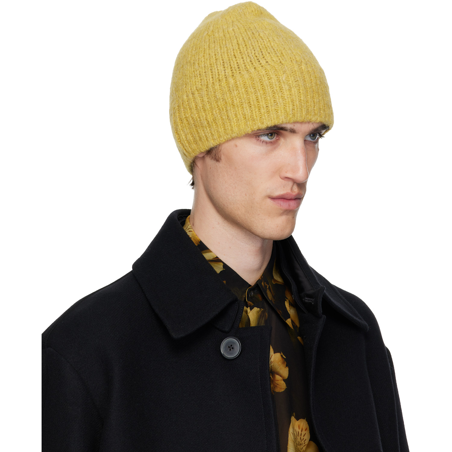  Dries Van Noten Yellow Alpaca Blend Beanie 