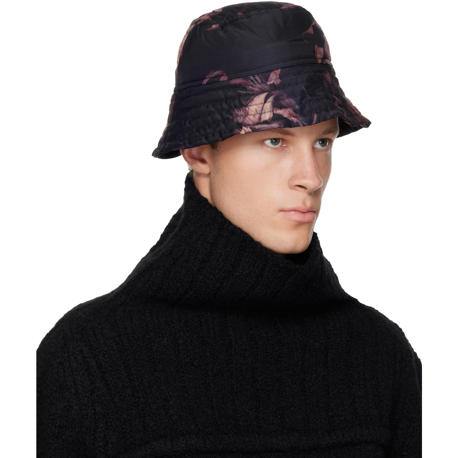  Dries Van Noten Black & Pink Printed Bucket Hat 