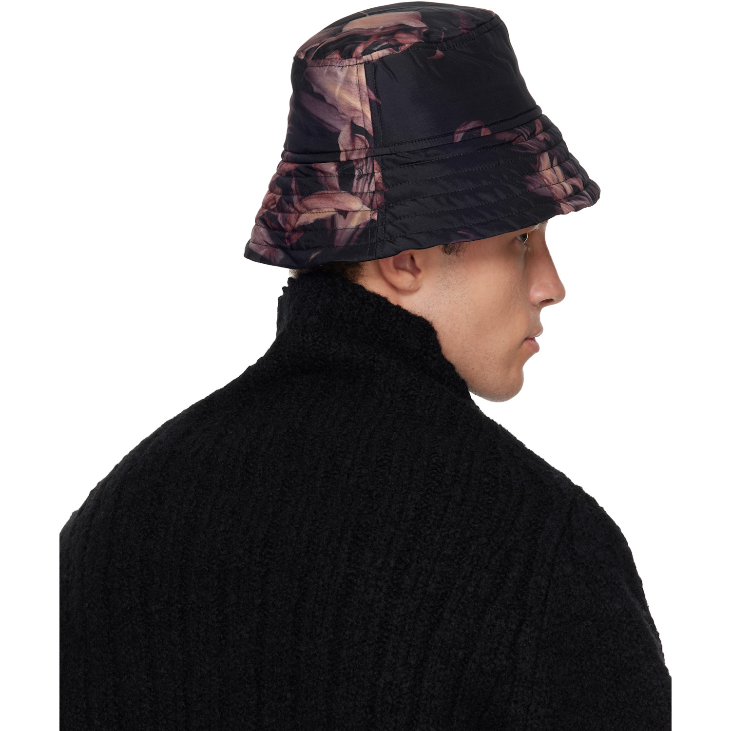  Dries Van Noten Black & Pink Printed Bucket Hat 
