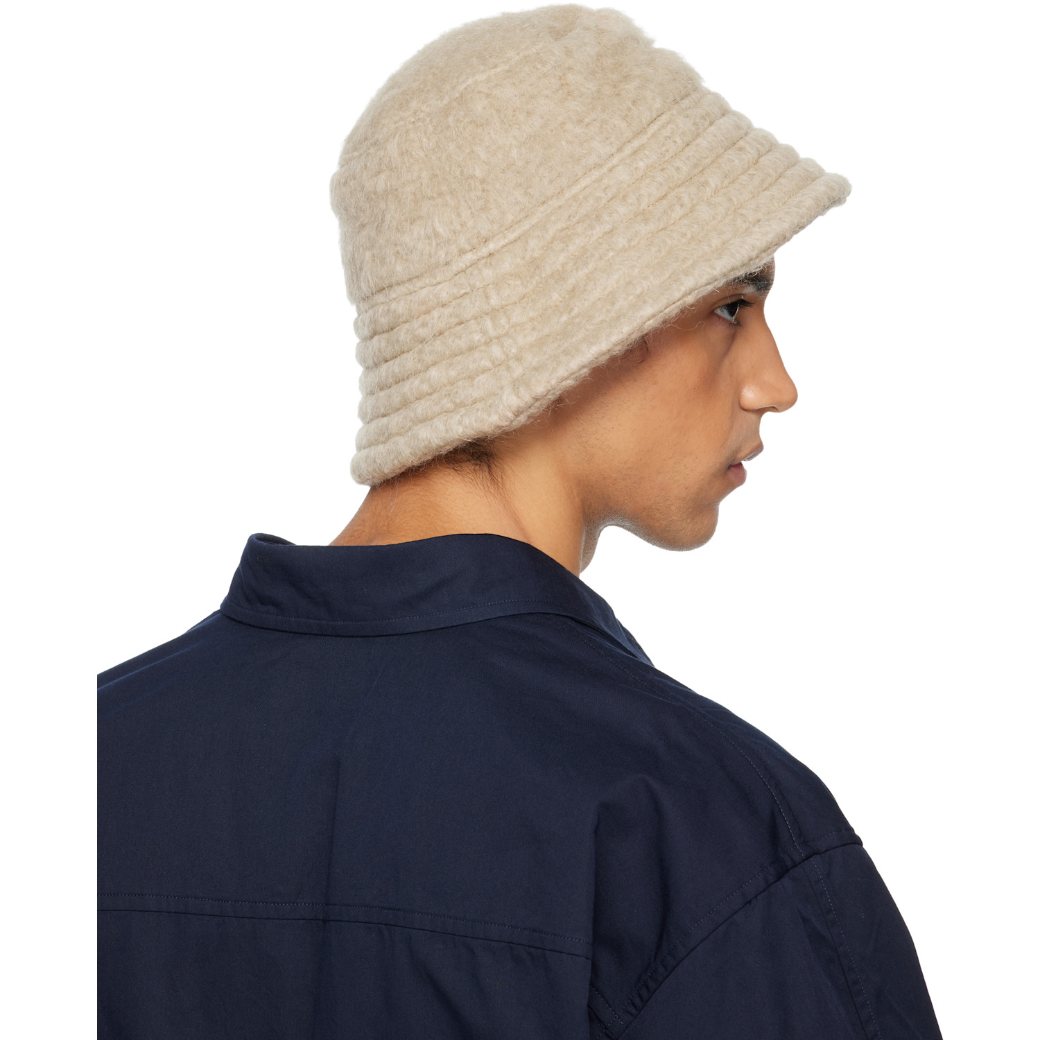  Dries Van Noten Beige Wool Mohair Bucket Hat 