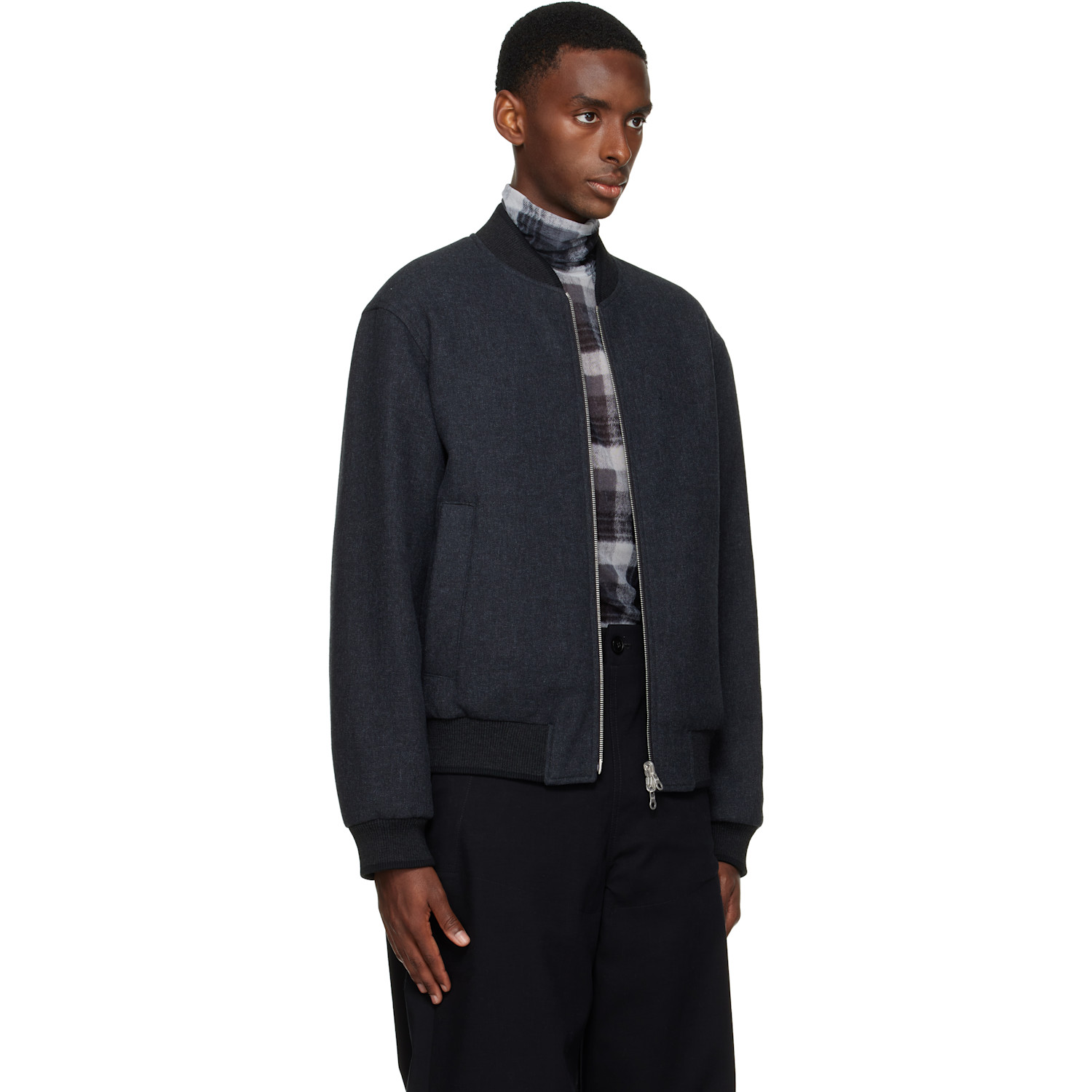  Dries Van Noten Gray Reversible Bomber Jacket 