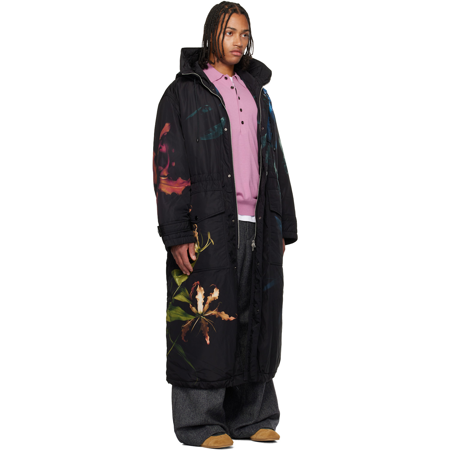  Dries Van Noten Black Printed Nylon Parka 