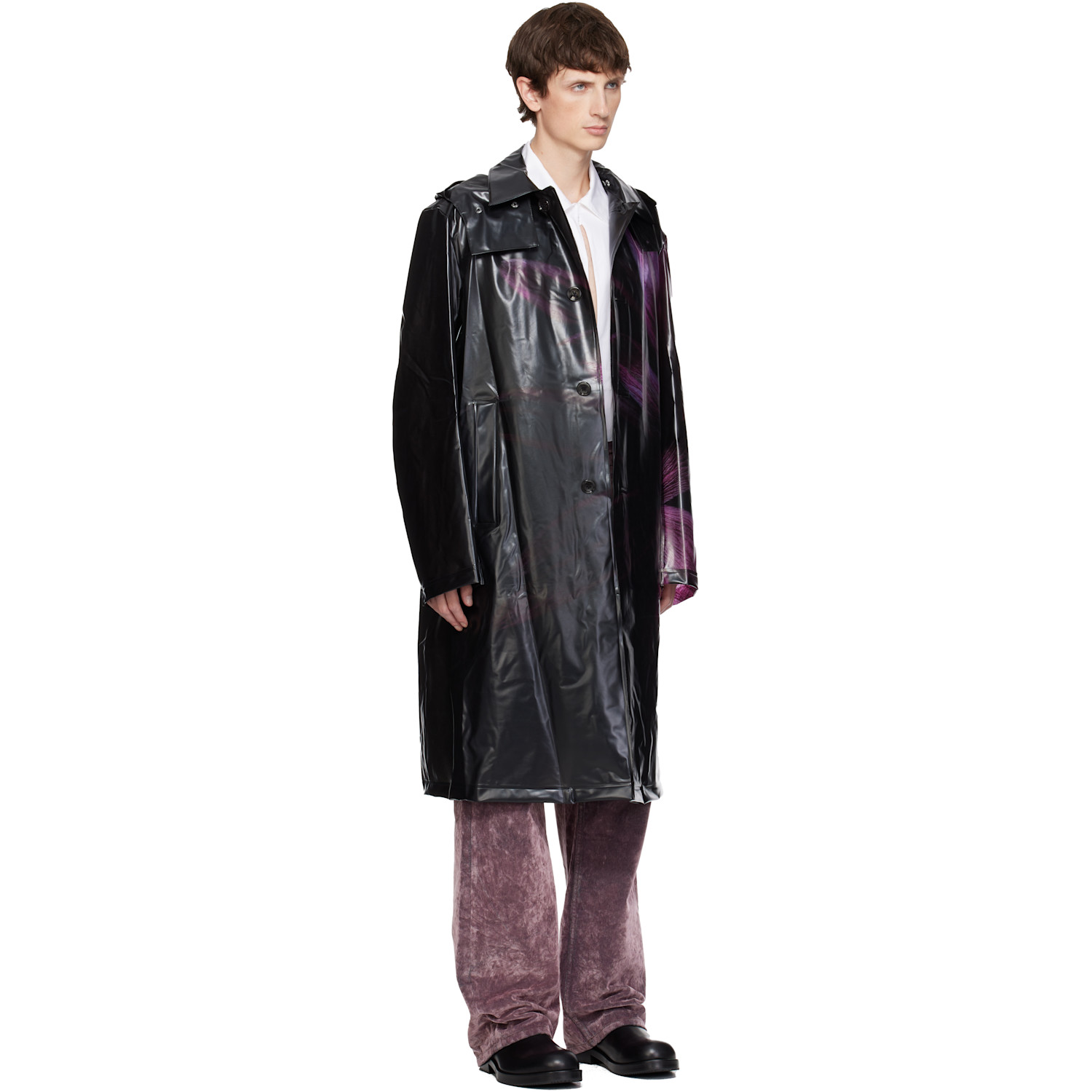  Dries Van Noten Black Loose Fit Mac Raincoat 