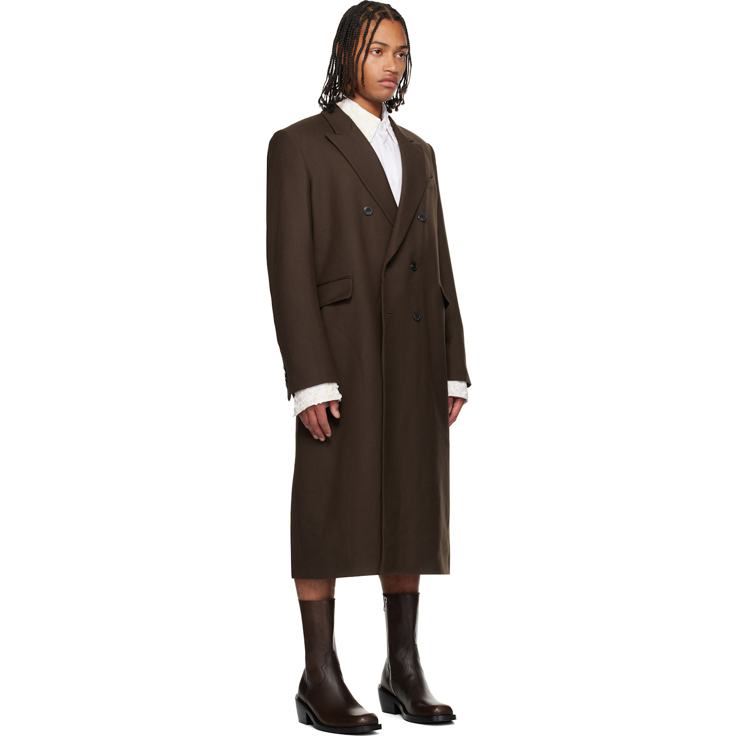  Dries Van Noten Brown Wool Coat 