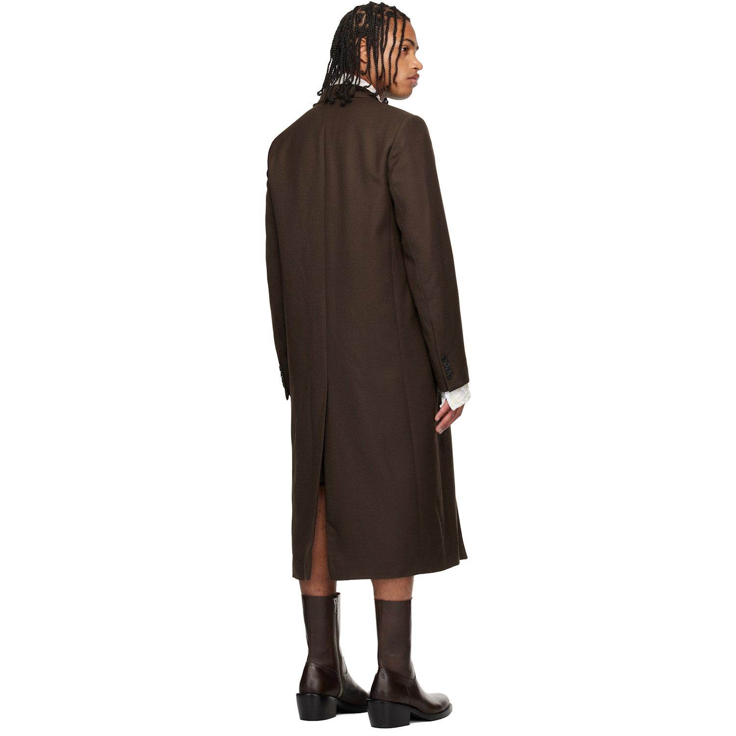  Dries Van Noten Brown Wool Coat 