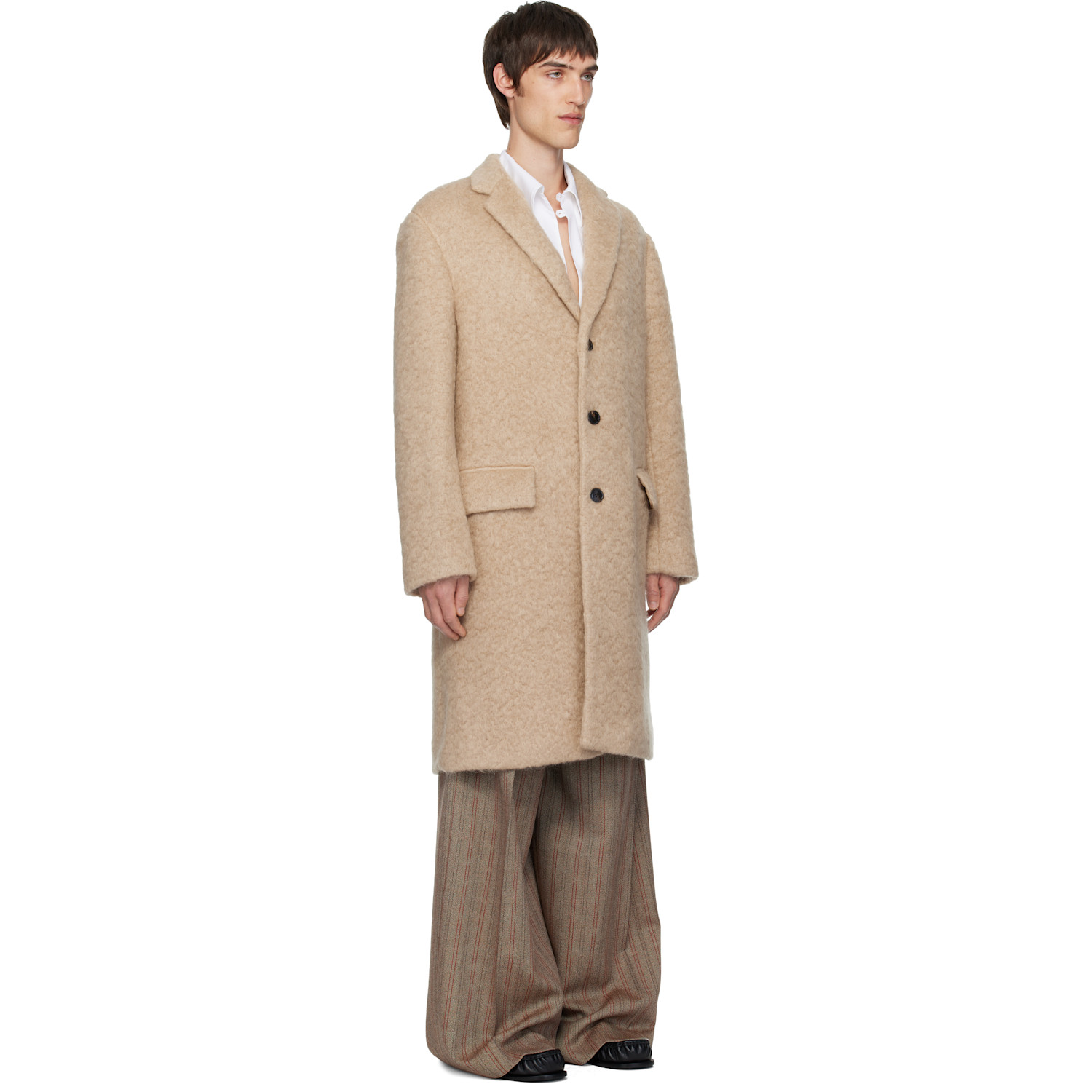  Dries Van Noten Beige Mohair Coat 