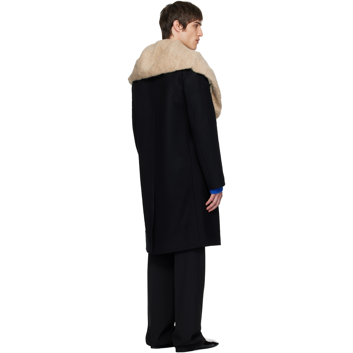  Dries Van Noten Black Wool Collar Coat 