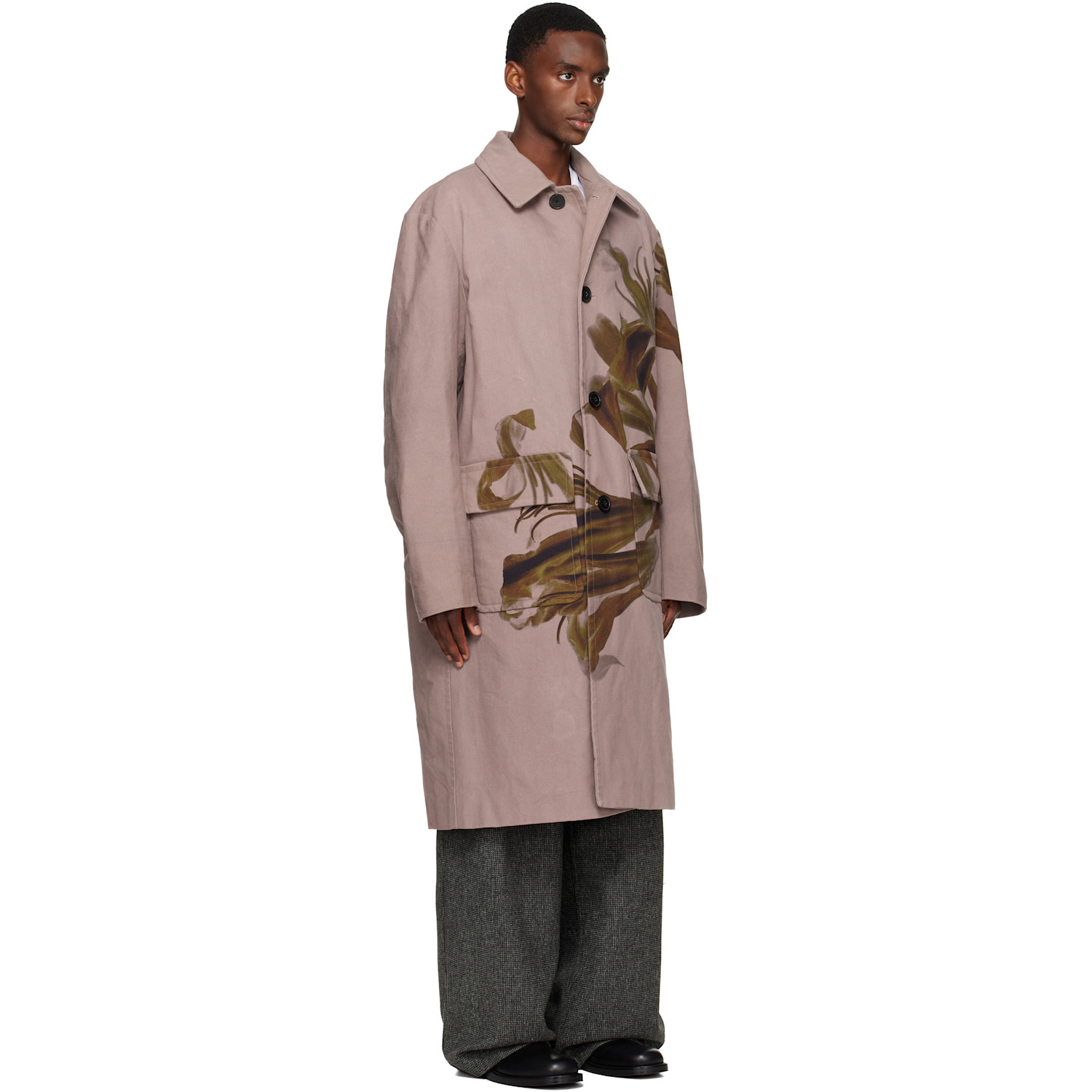  Dries Van Noten Pink Floral Coat 