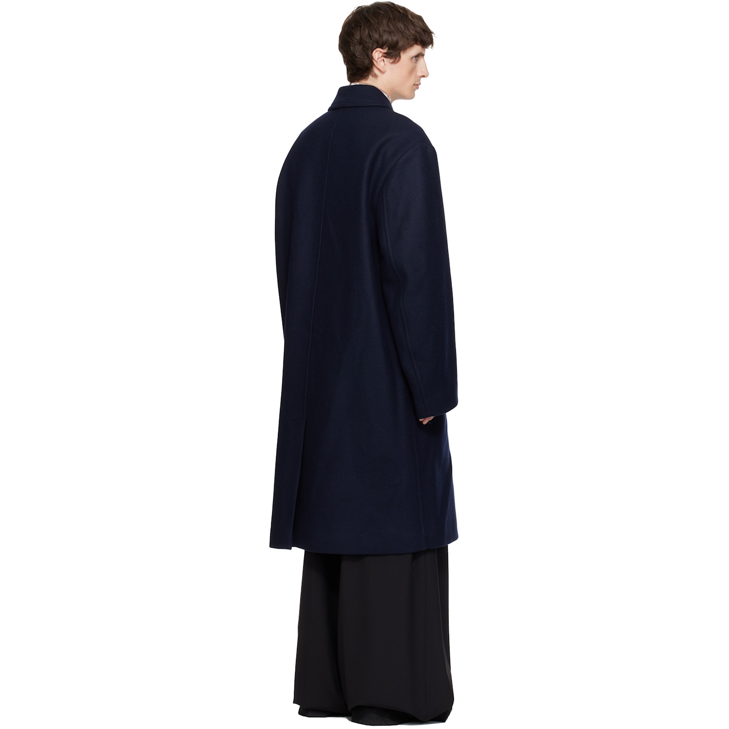  Dries Van Noten Navy Wool Coat 