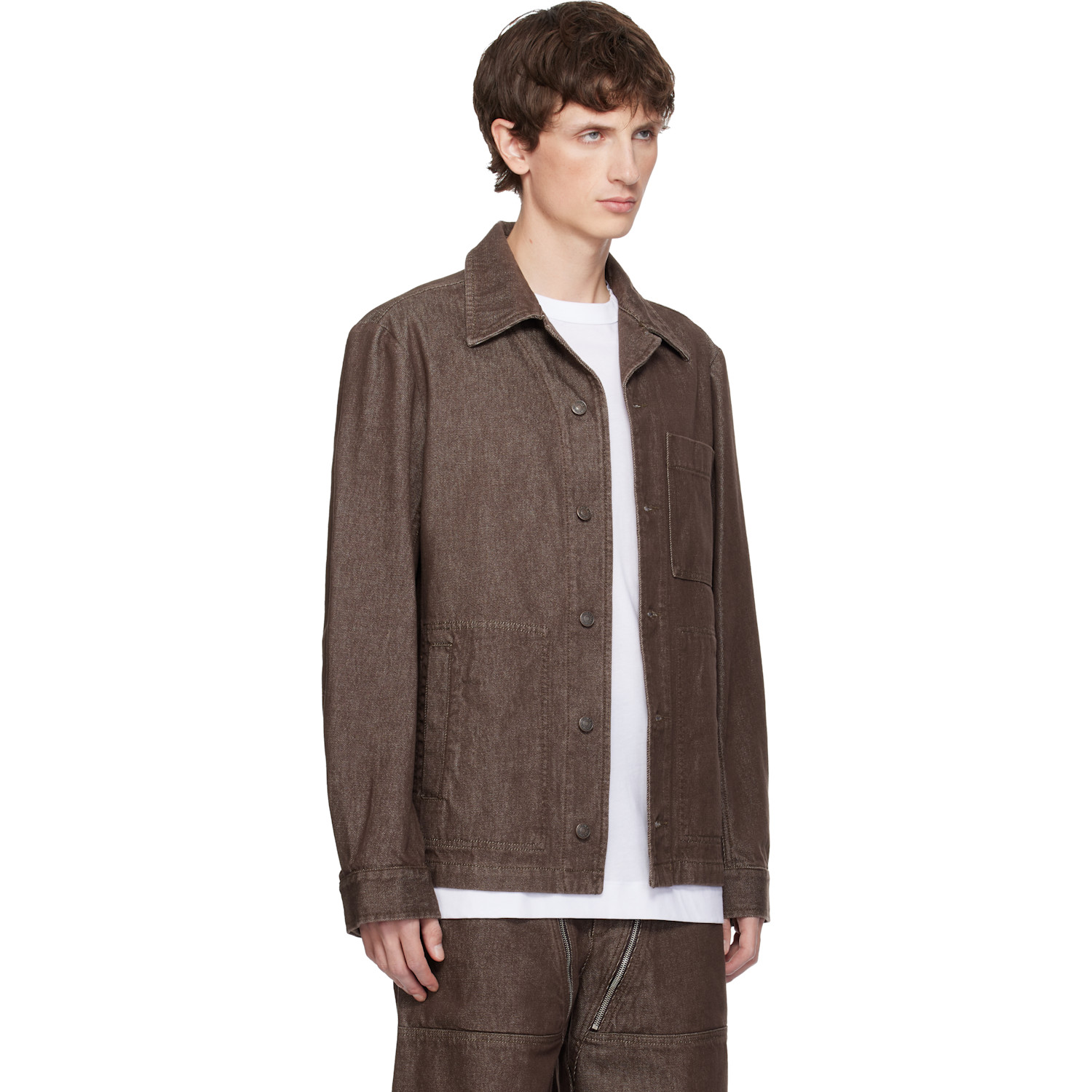  Dries Van Noten Brown Denim Shirt Jacket 