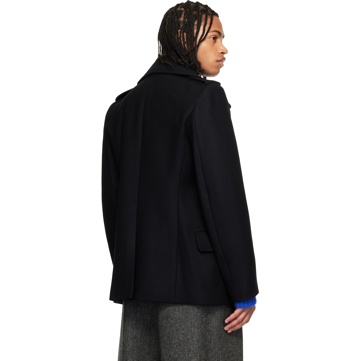  Dries Van Noten Black Melton Peacoat 