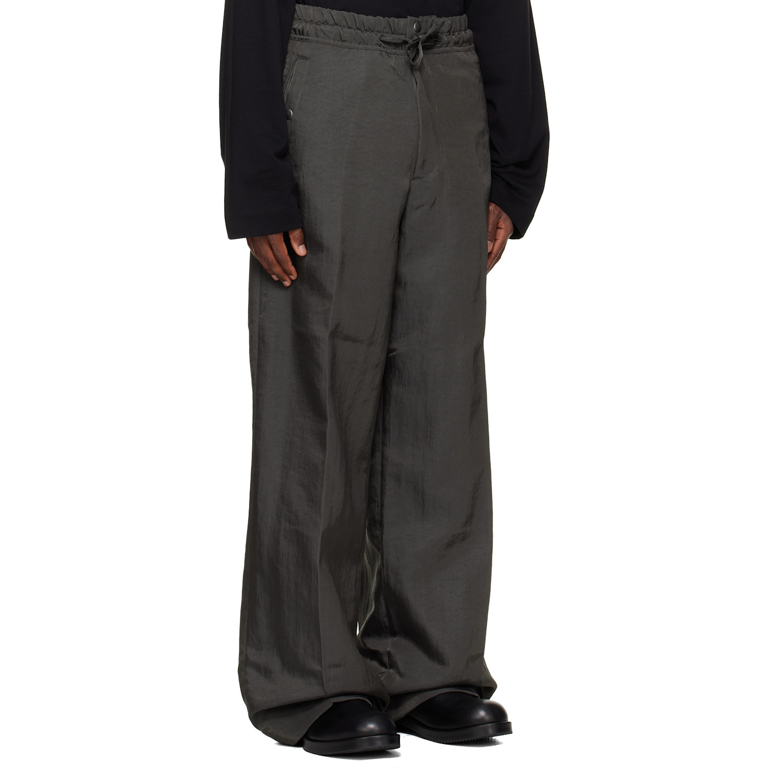  Dries Van Noten Gray Loose Nylon Trousers 