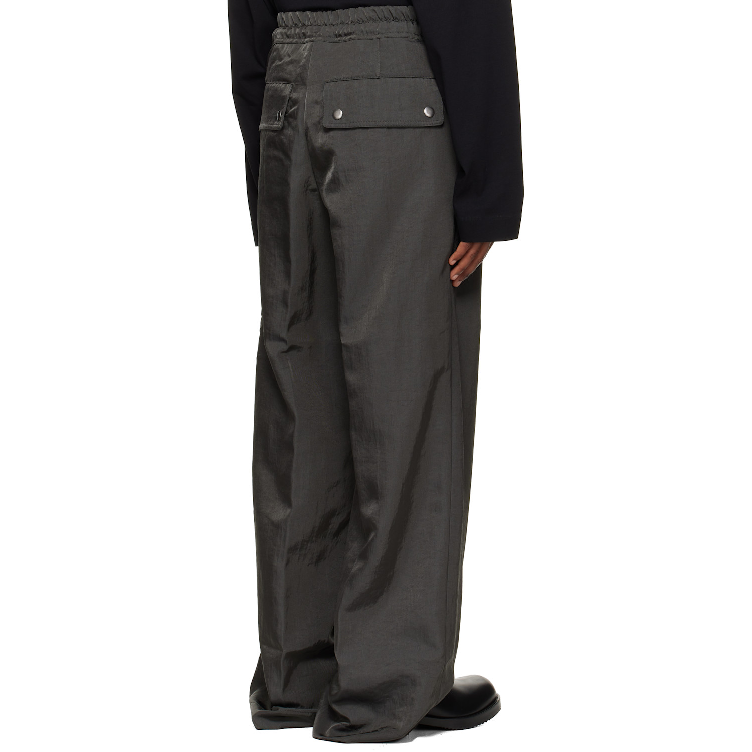  Dries Van Noten Gray Loose Nylon Trousers 