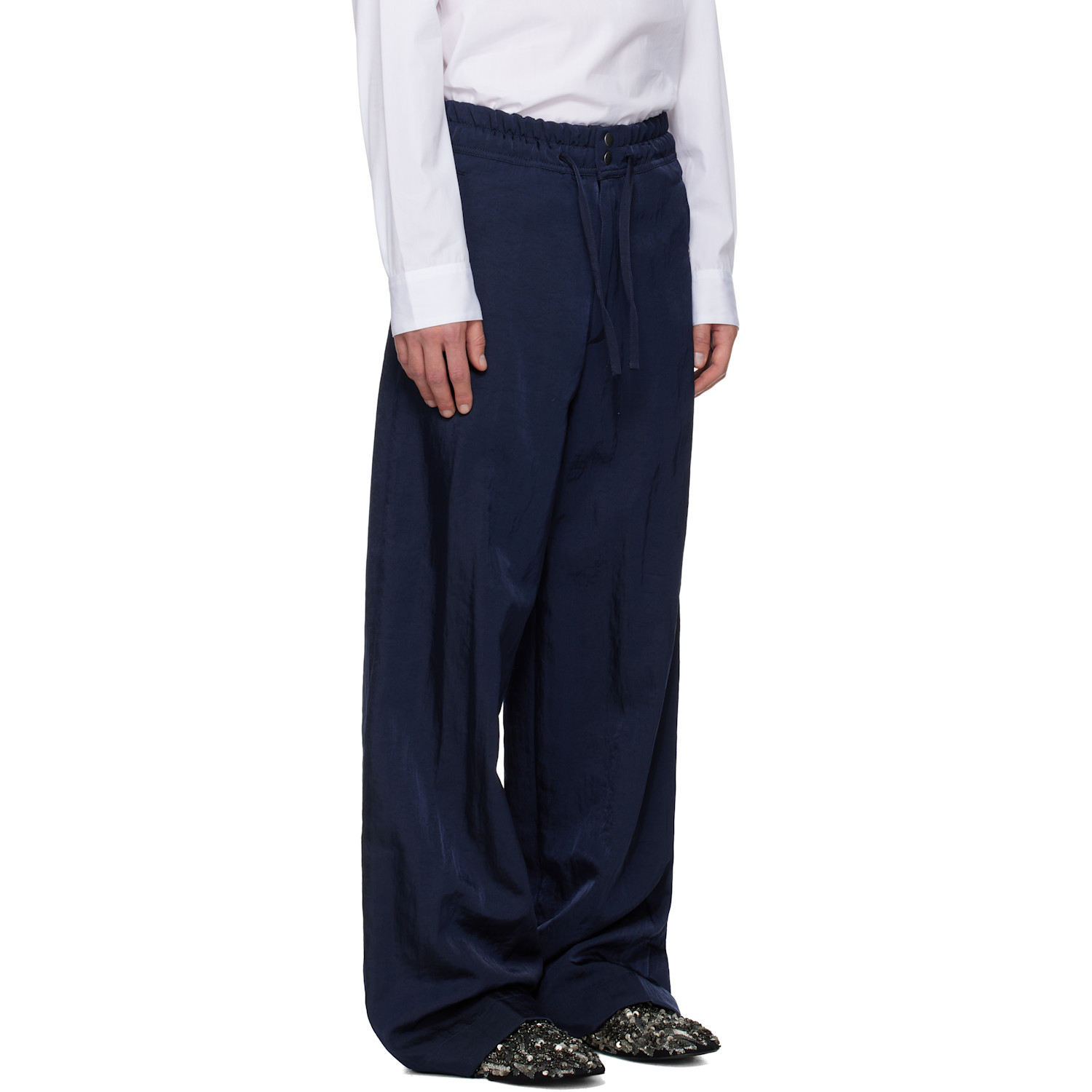  Dries Van Noten Navy Twill Trousers 