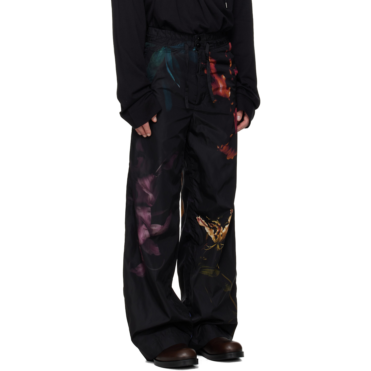  Dries Van Noten Black Floral Print Trousers 