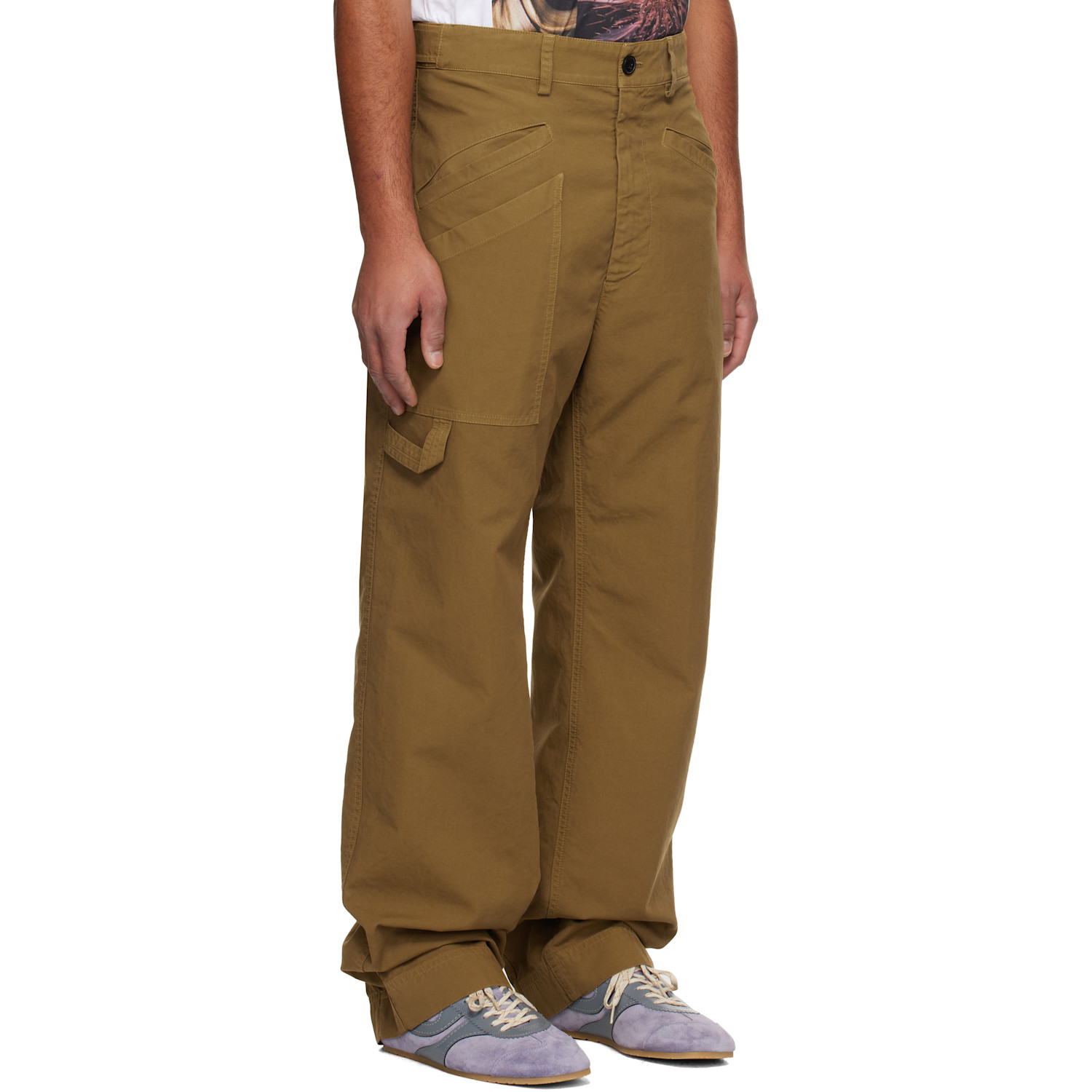  Dries Van Noten Khaki Cotton Trousers 