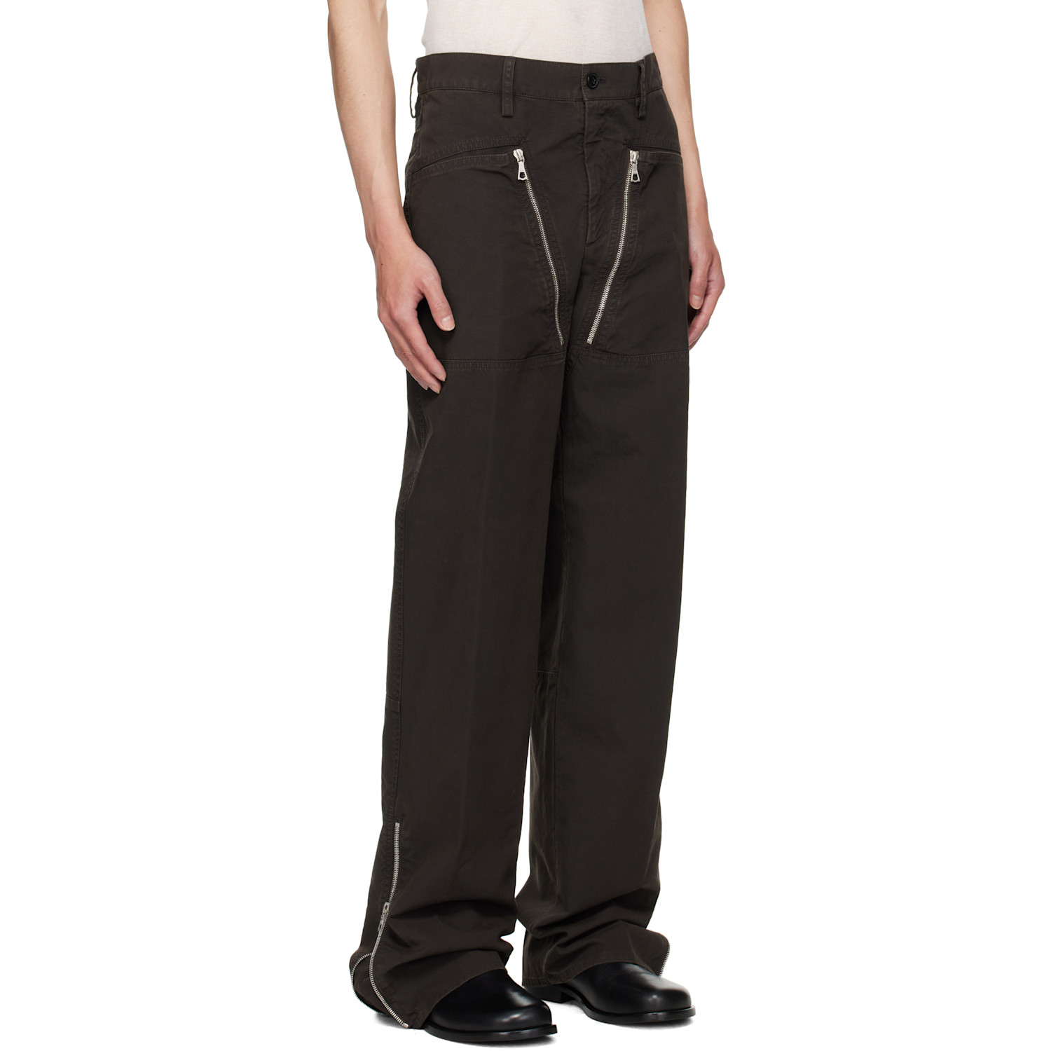  Dries Van Noten Brown Paneled Trousers 