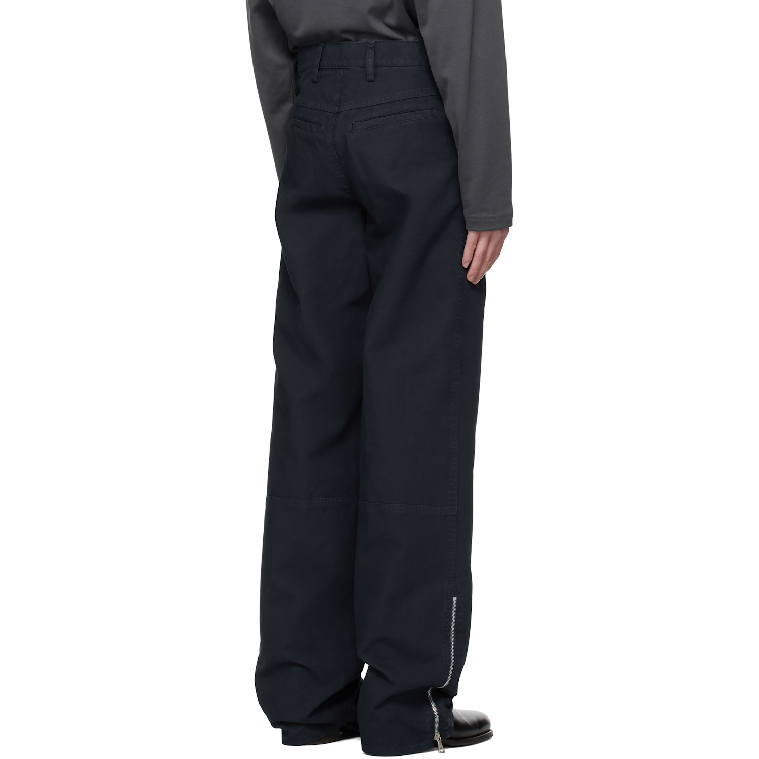  Dries Van Noten Navy Zip Trousers 