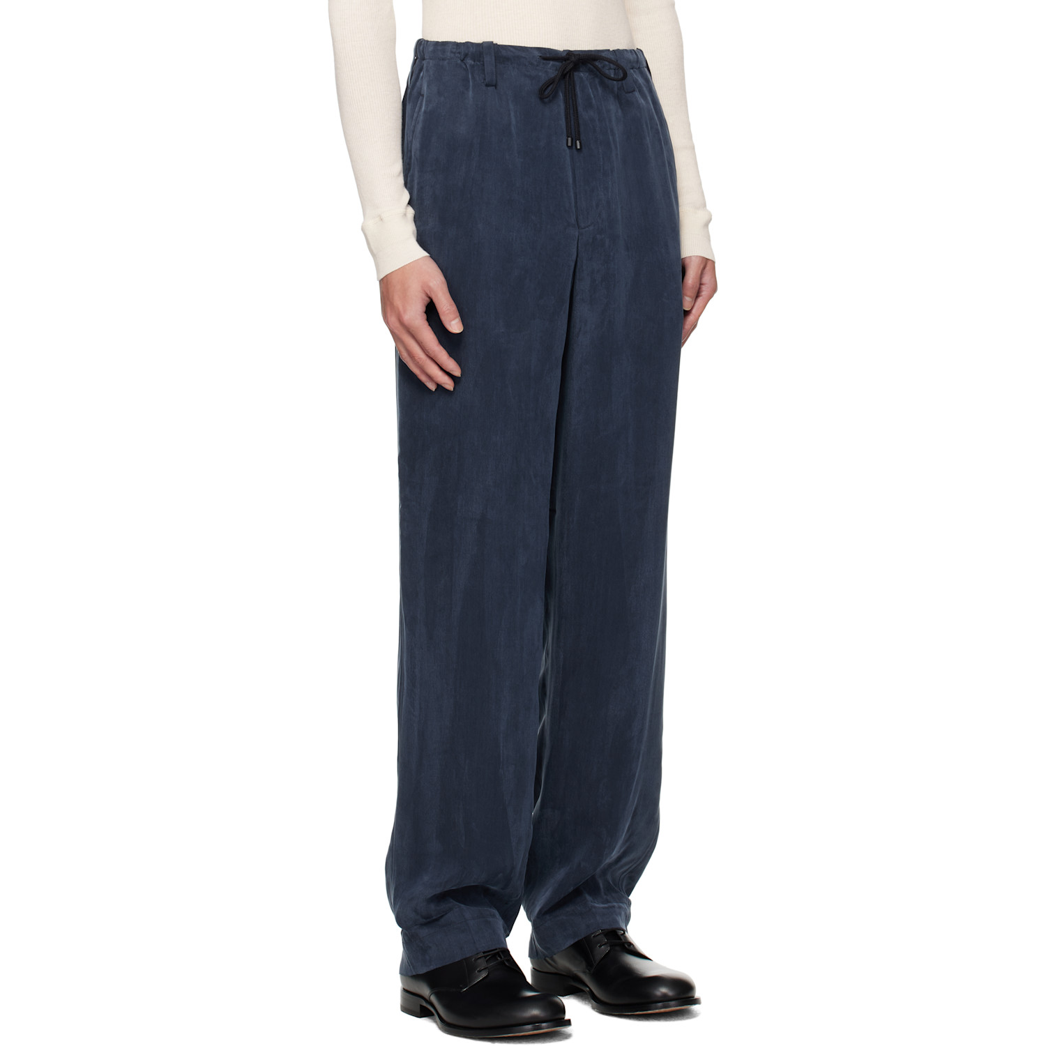  Dries Van Noten Navy Drawstring Trousers 