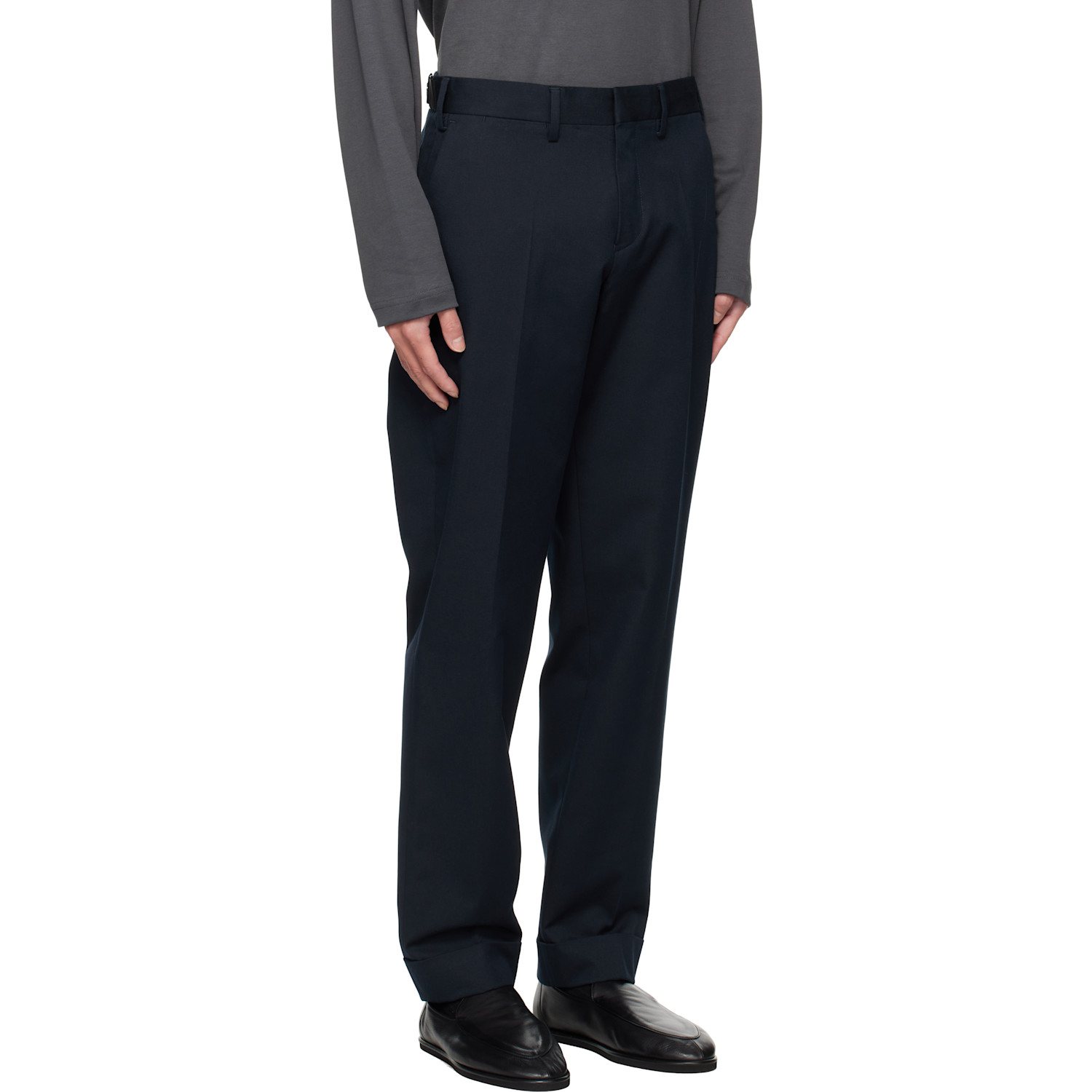  Dries Van Noten Navy Button Tab Trousers 