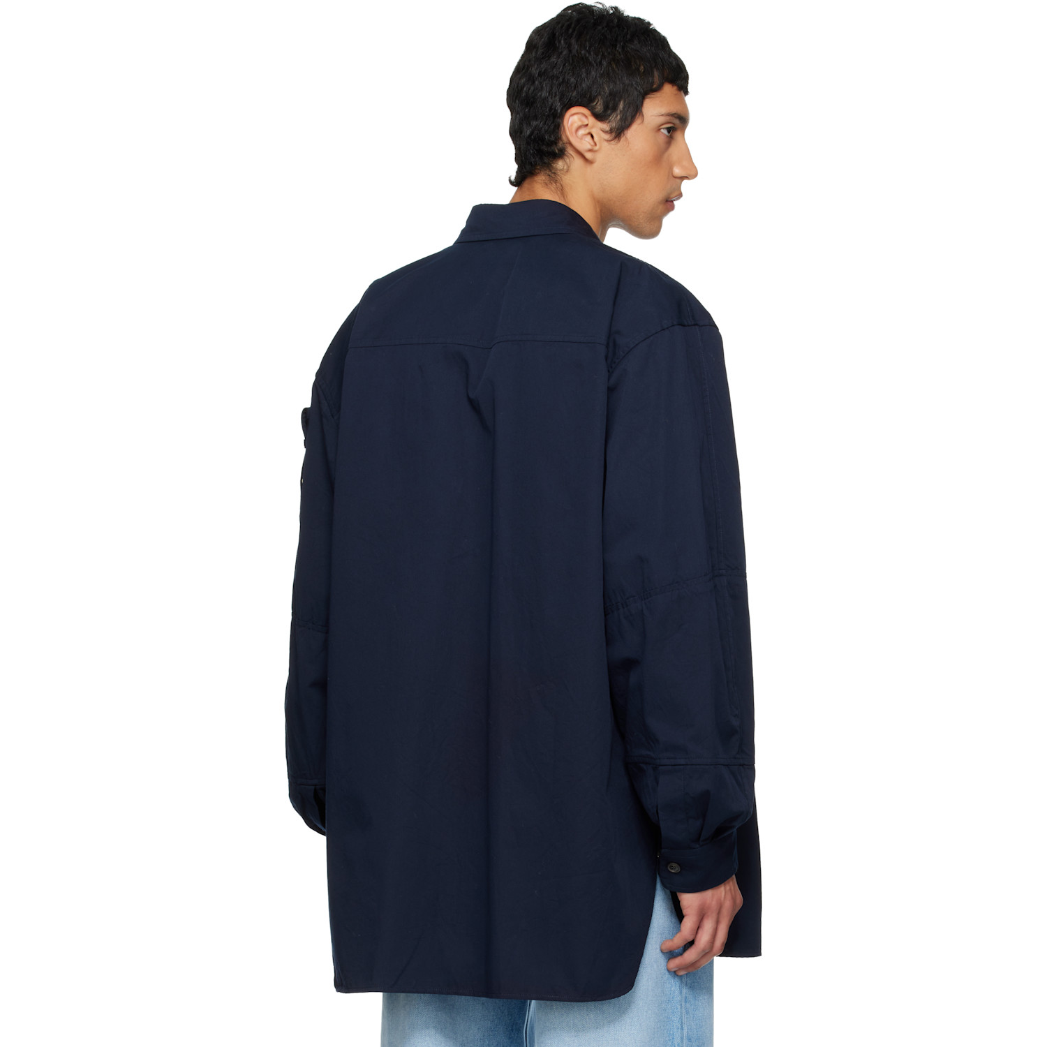  Dries Van Noten Navy Paneled Shirt 