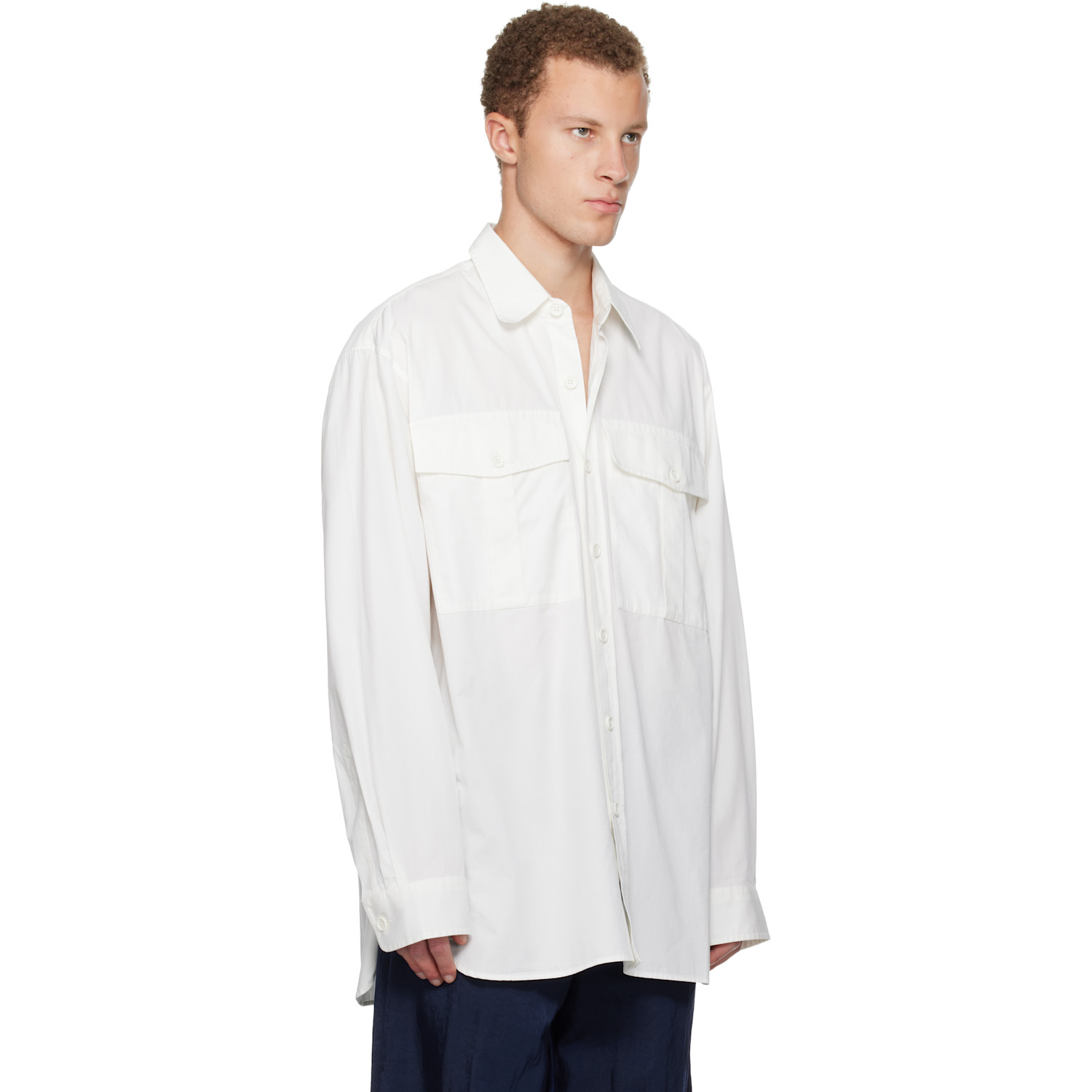  Dries Van Noten Off-white Oversized Cotton Shirt 