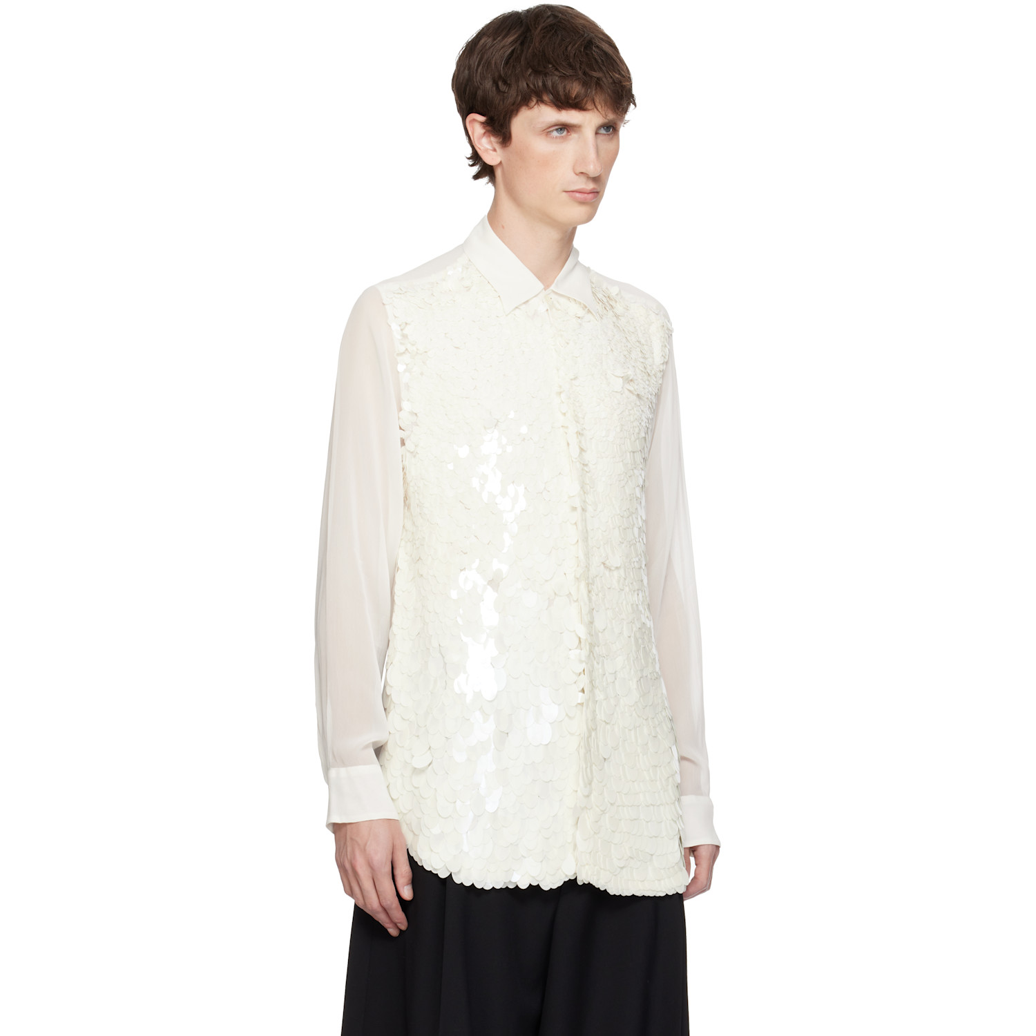  Dries Van Noten White Sequinned Shirt 