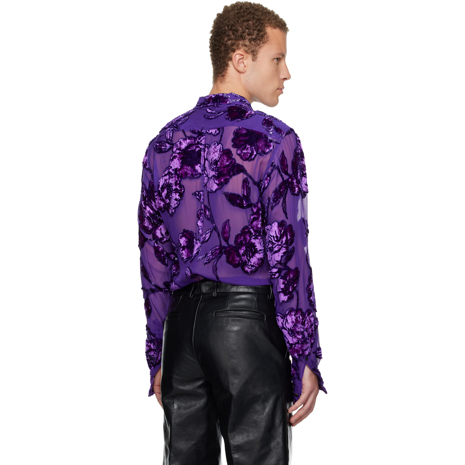  Dries Van Noten Purple Fitted Sheer Shirt 