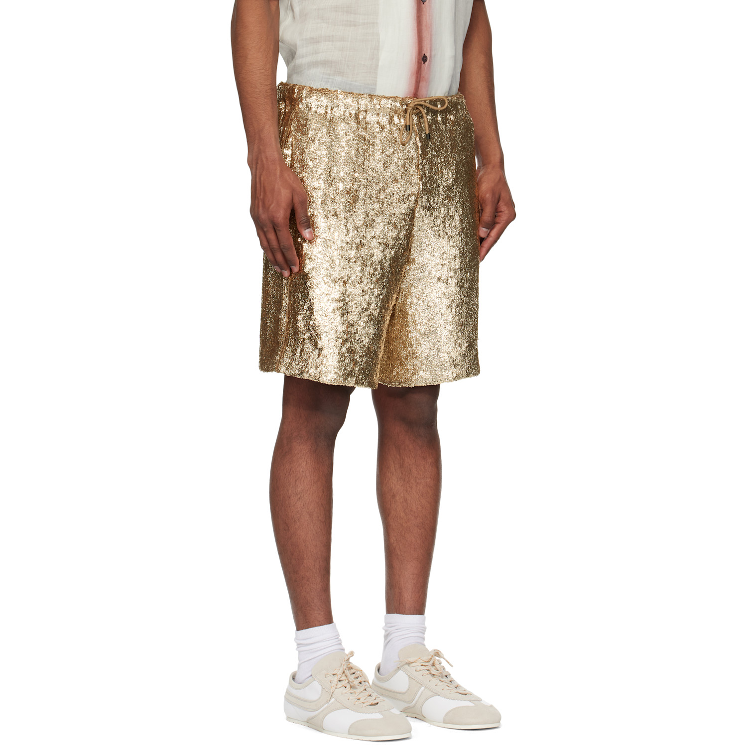  Dries Van Noten Gold Sequinned Shorts 
