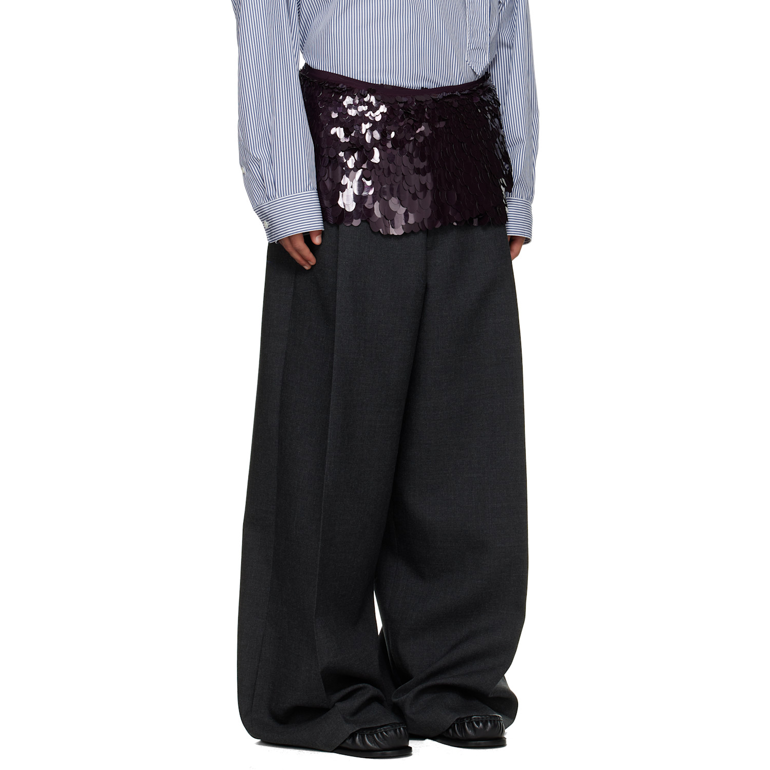 Dries Van Noten Burgundy Sequined Belt 