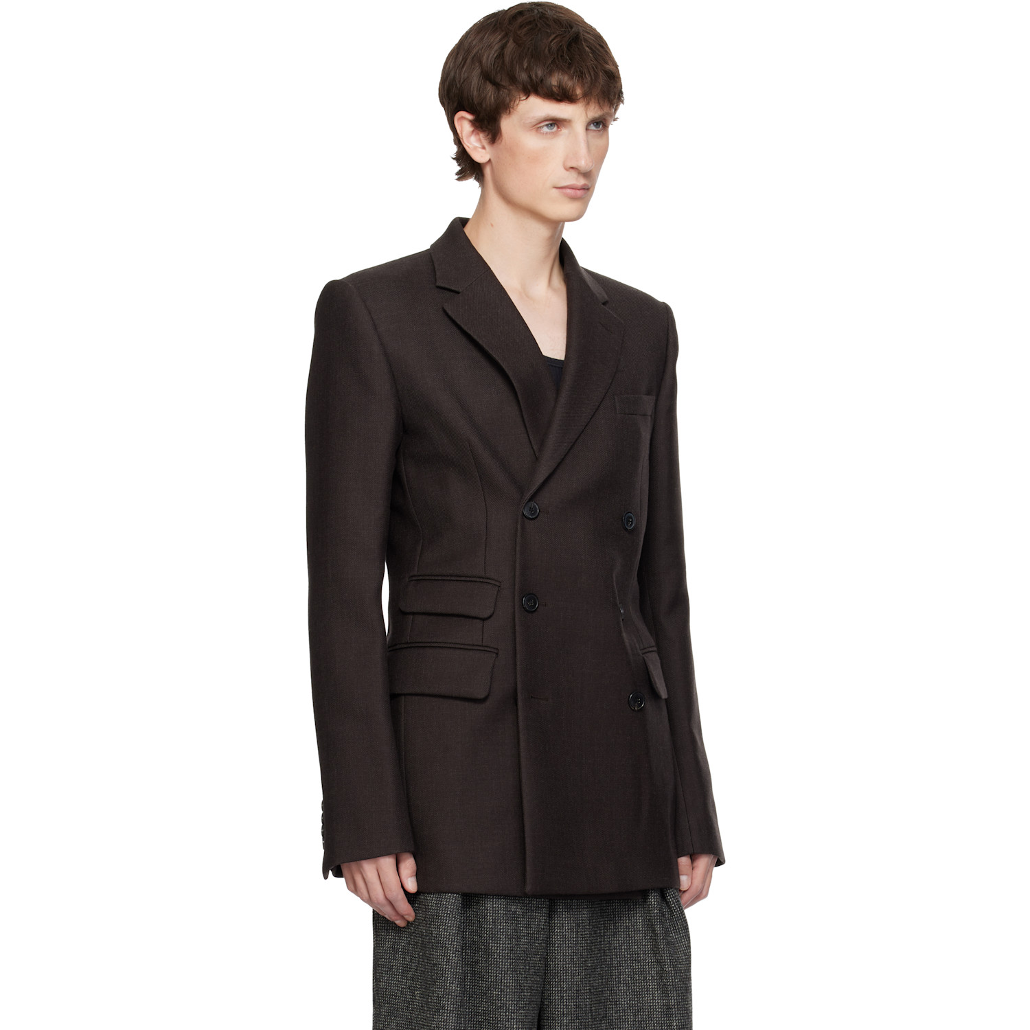  Dries Van Noten Brown Regular Fit Wool Blazer 