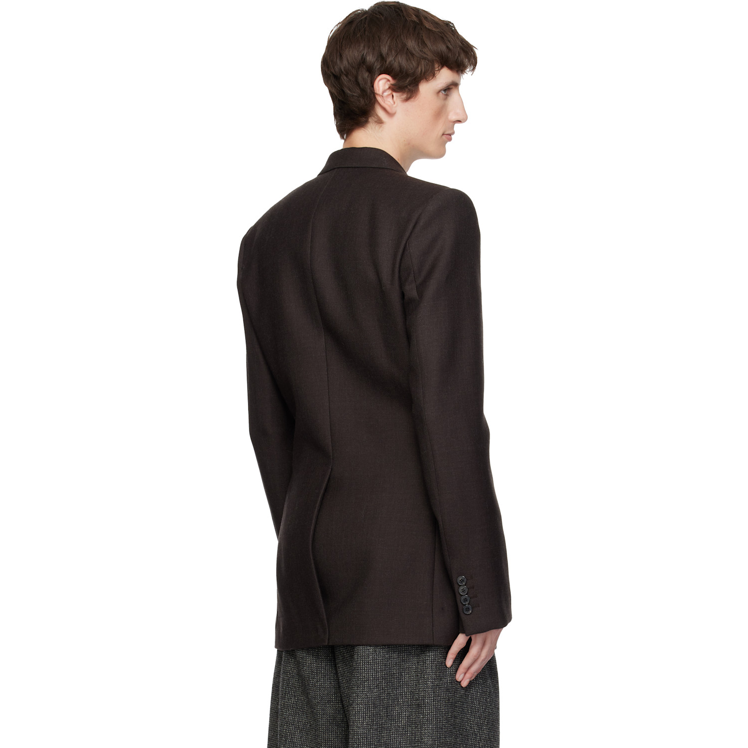  Dries Van Noten Brown Regular Fit Wool Blazer 