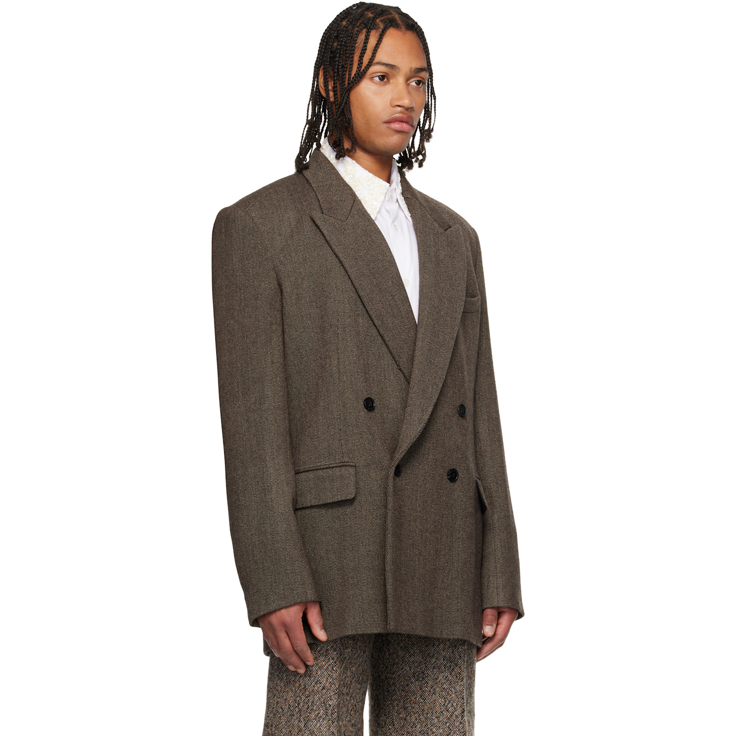  Dries Van Noten Brown Wool Serge Blazer 