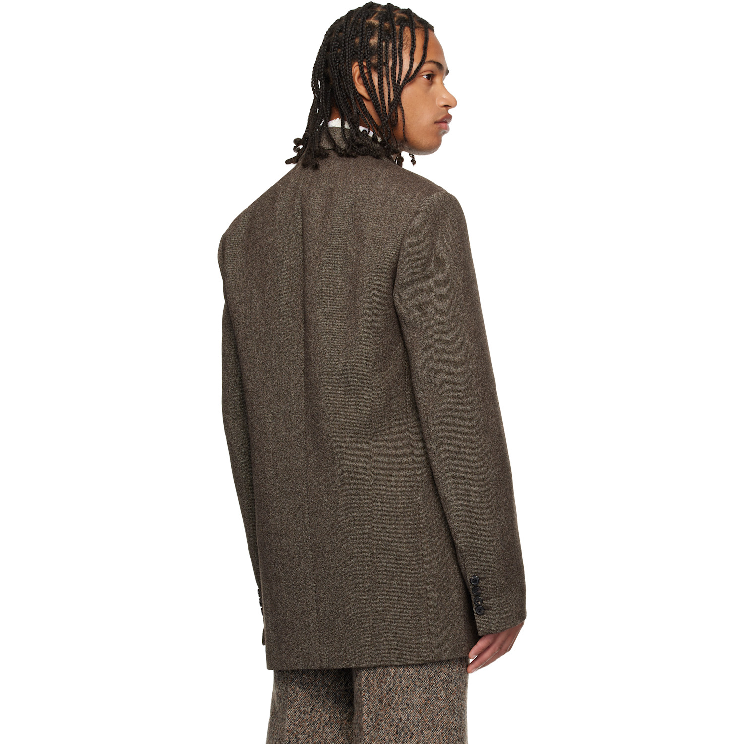  Dries Van Noten Brown Wool Serge Blazer 