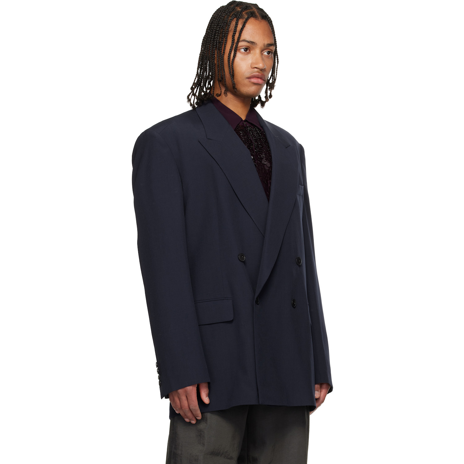  Dries Van Noten Navy Wool Blazer 