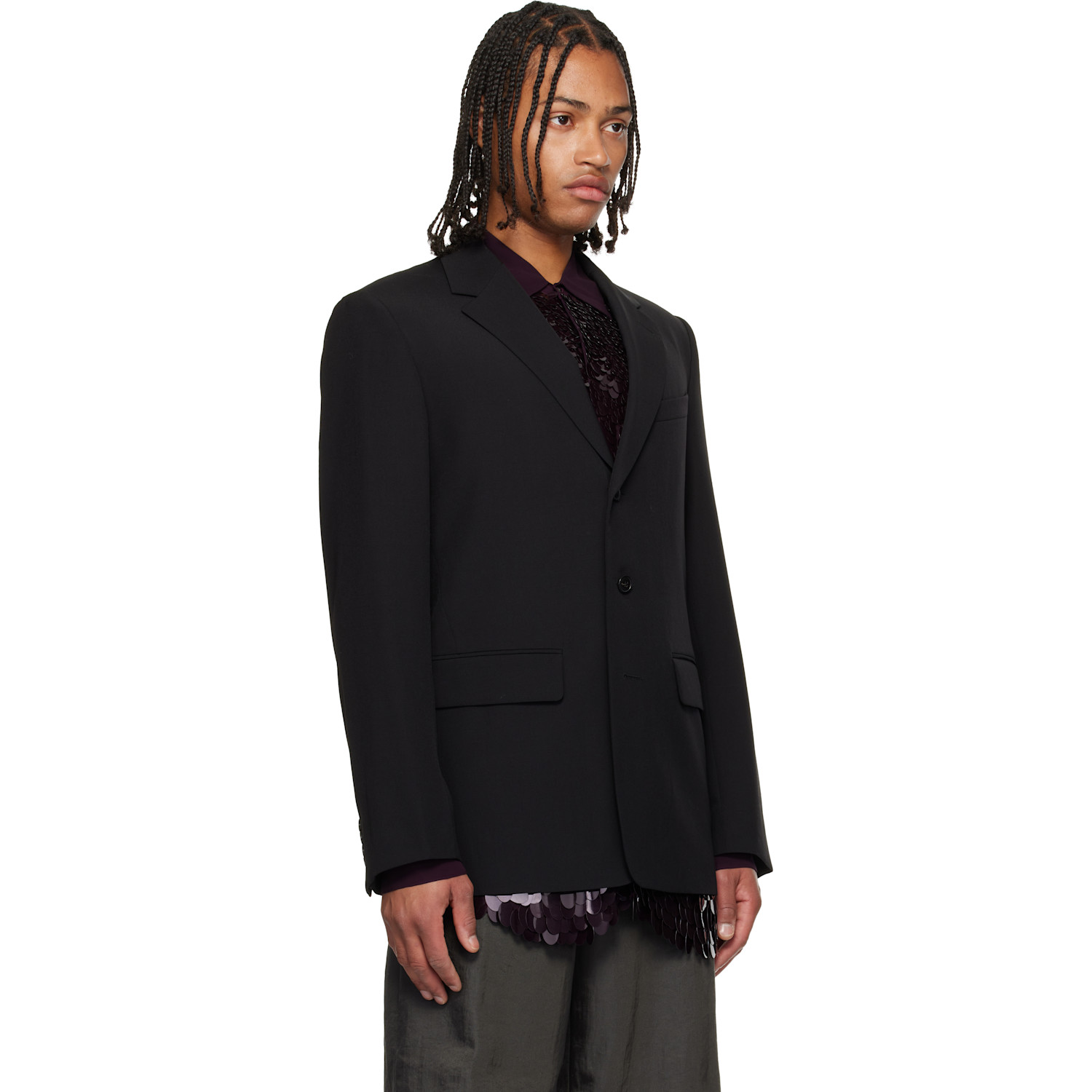  Dries Van Noten Black Notched Lapel Blazer 