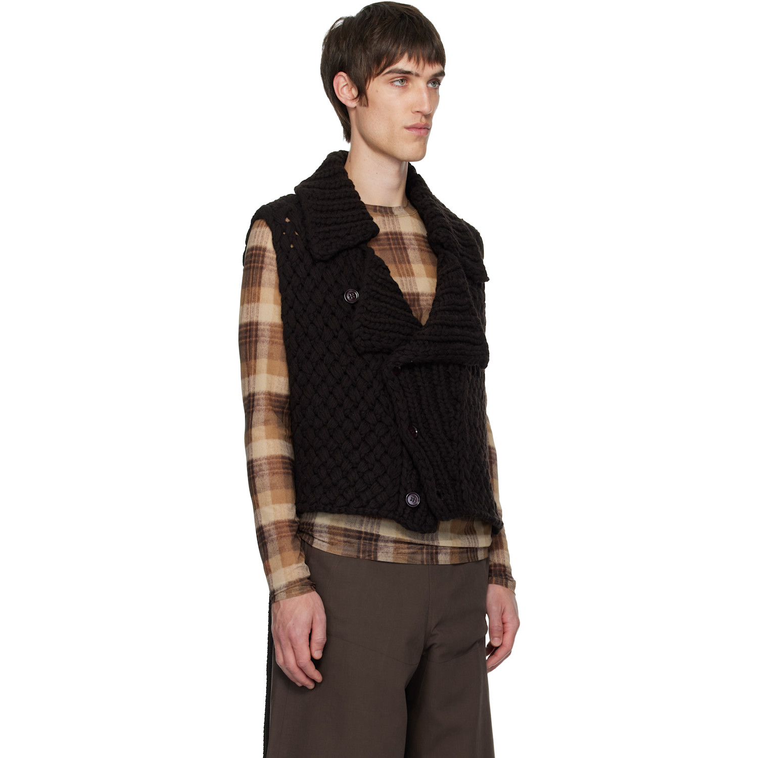  Dries Van Noten Brown Merino Wool Vest 