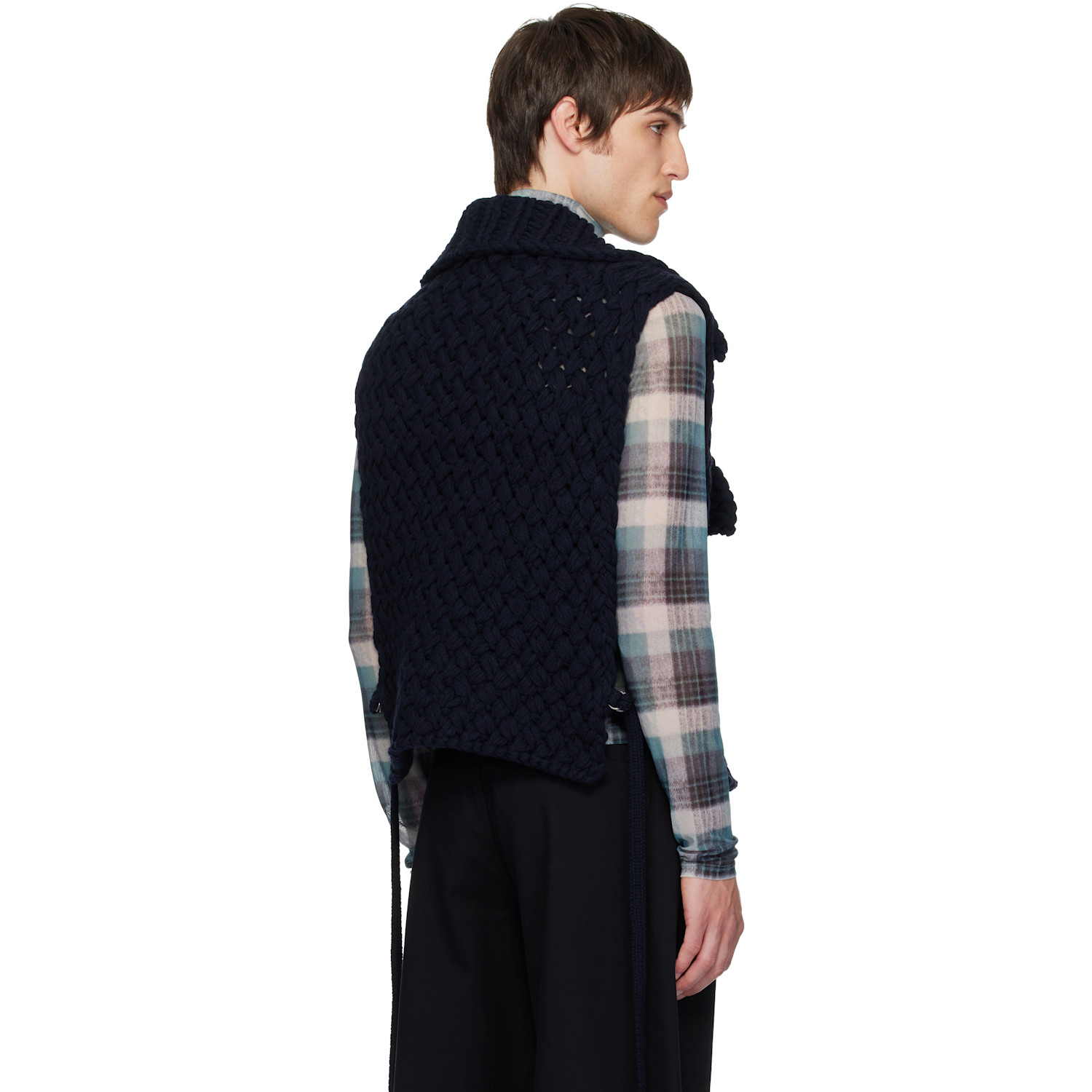  Dries Van Noten Navy Merino Wool Vest 