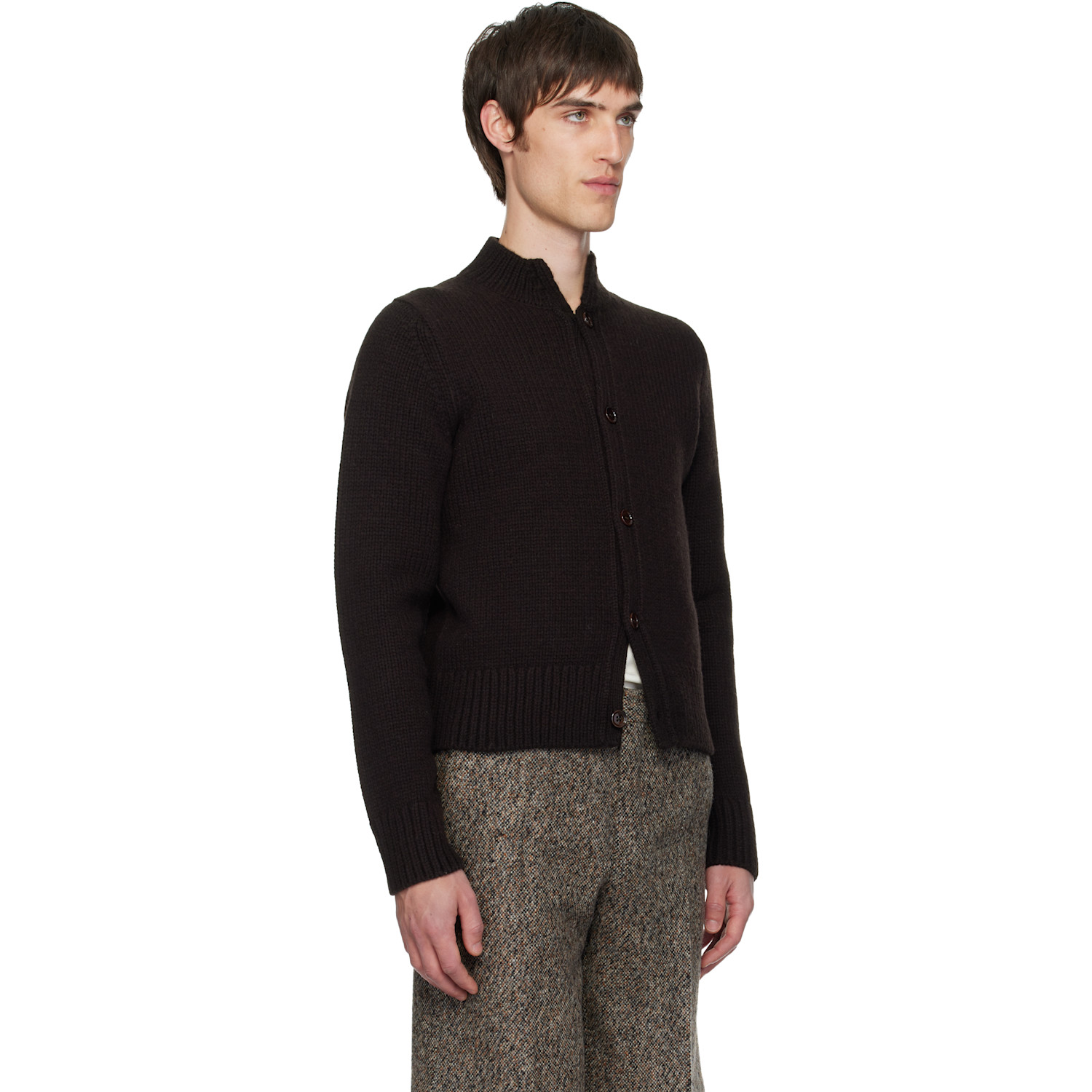  Dries Van Noten Brown Merino Wool Cardigan 