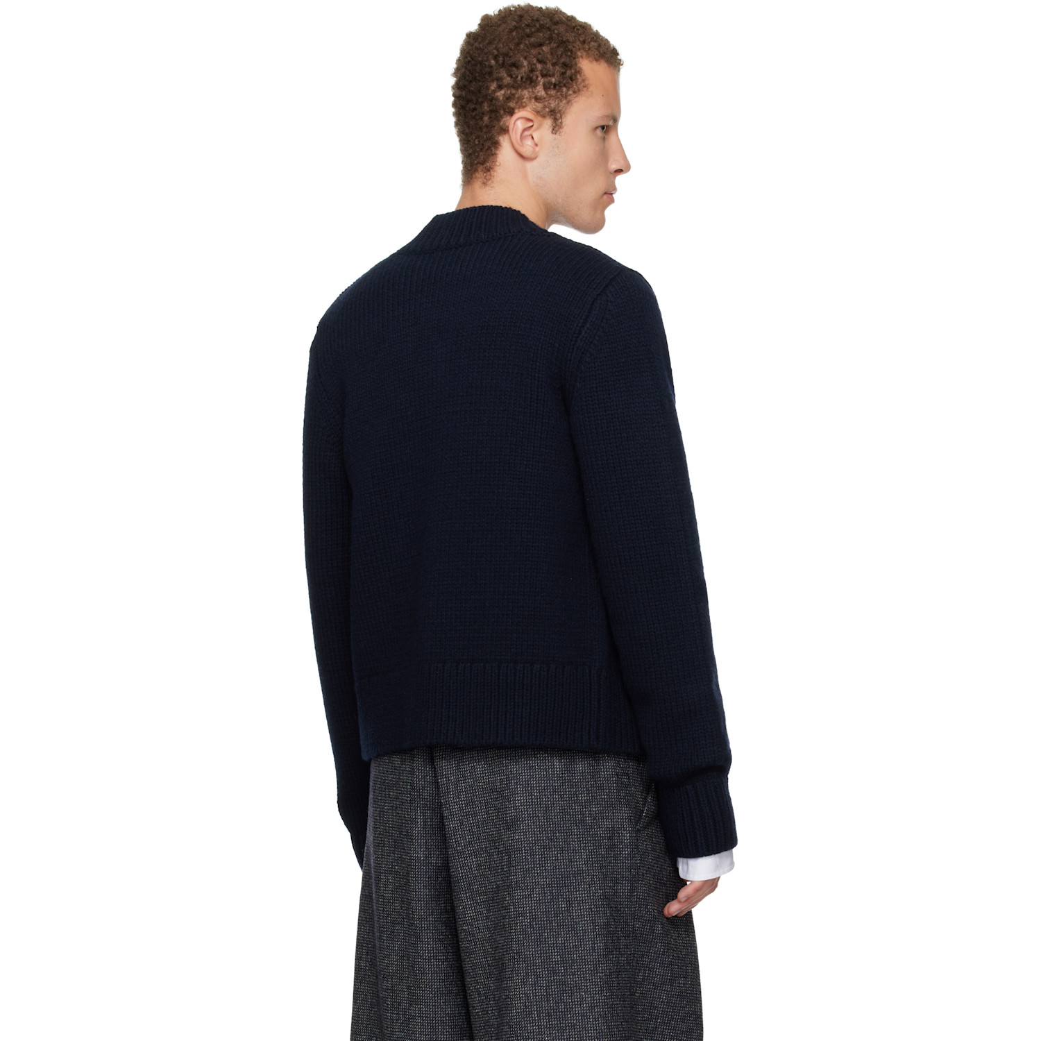  Dries Van Noten Navy Merino Wool Cardigan 