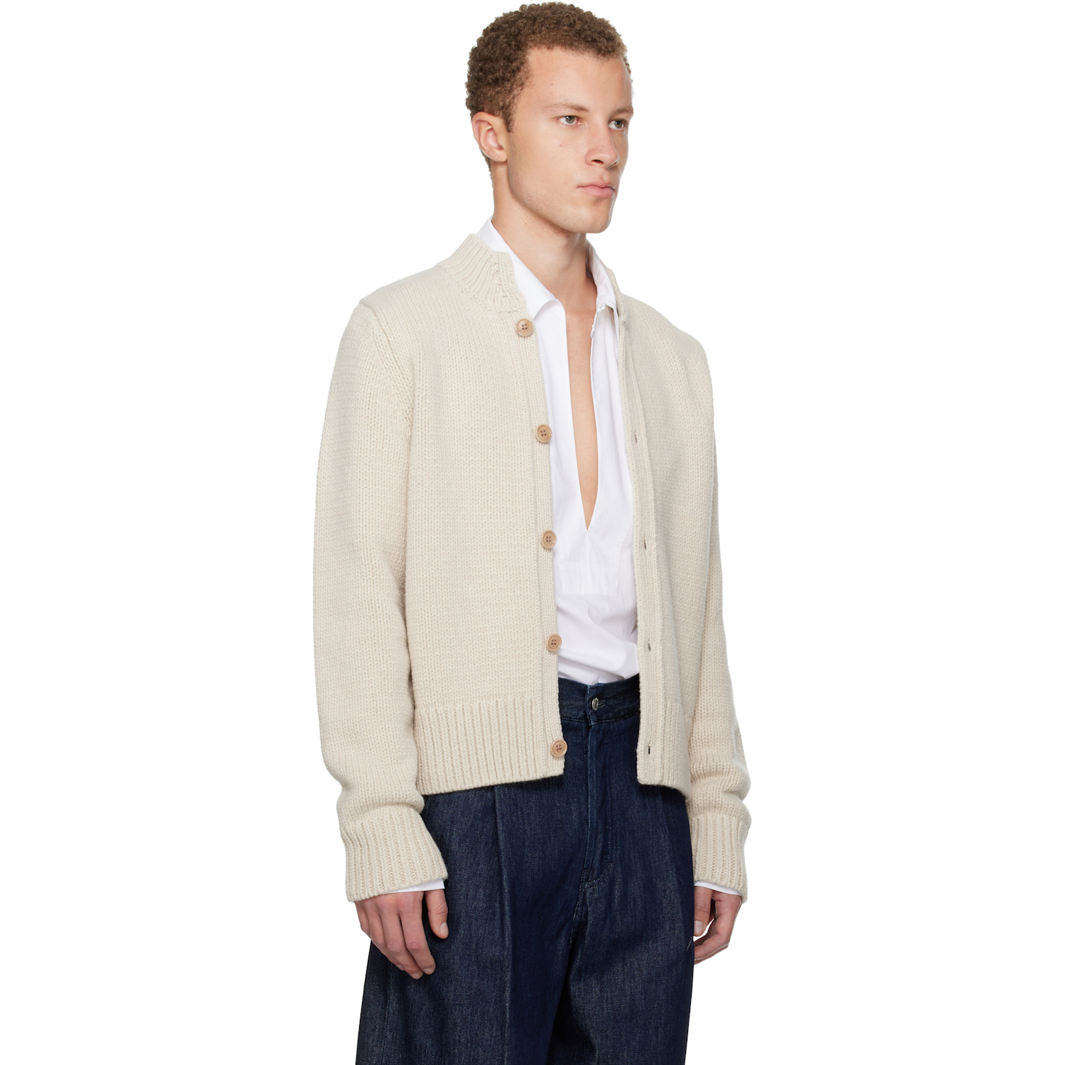  Dries Van Noten Off-white Merino Wool Cardigan 