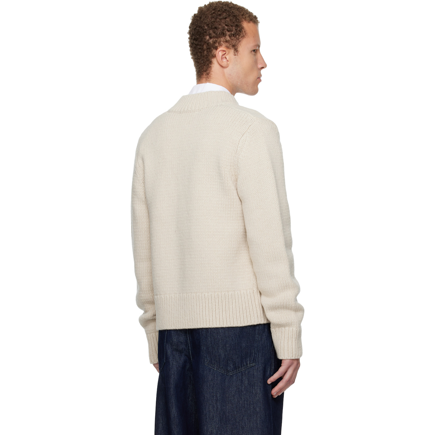  Dries Van Noten Off-white Merino Wool Cardigan 