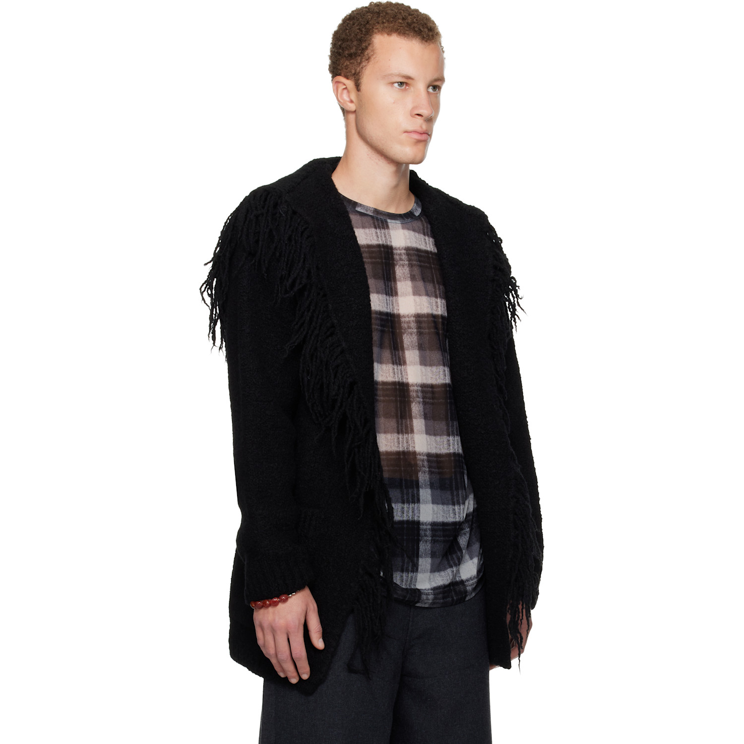  Dries Van Noten Black Fringed Cardigan 