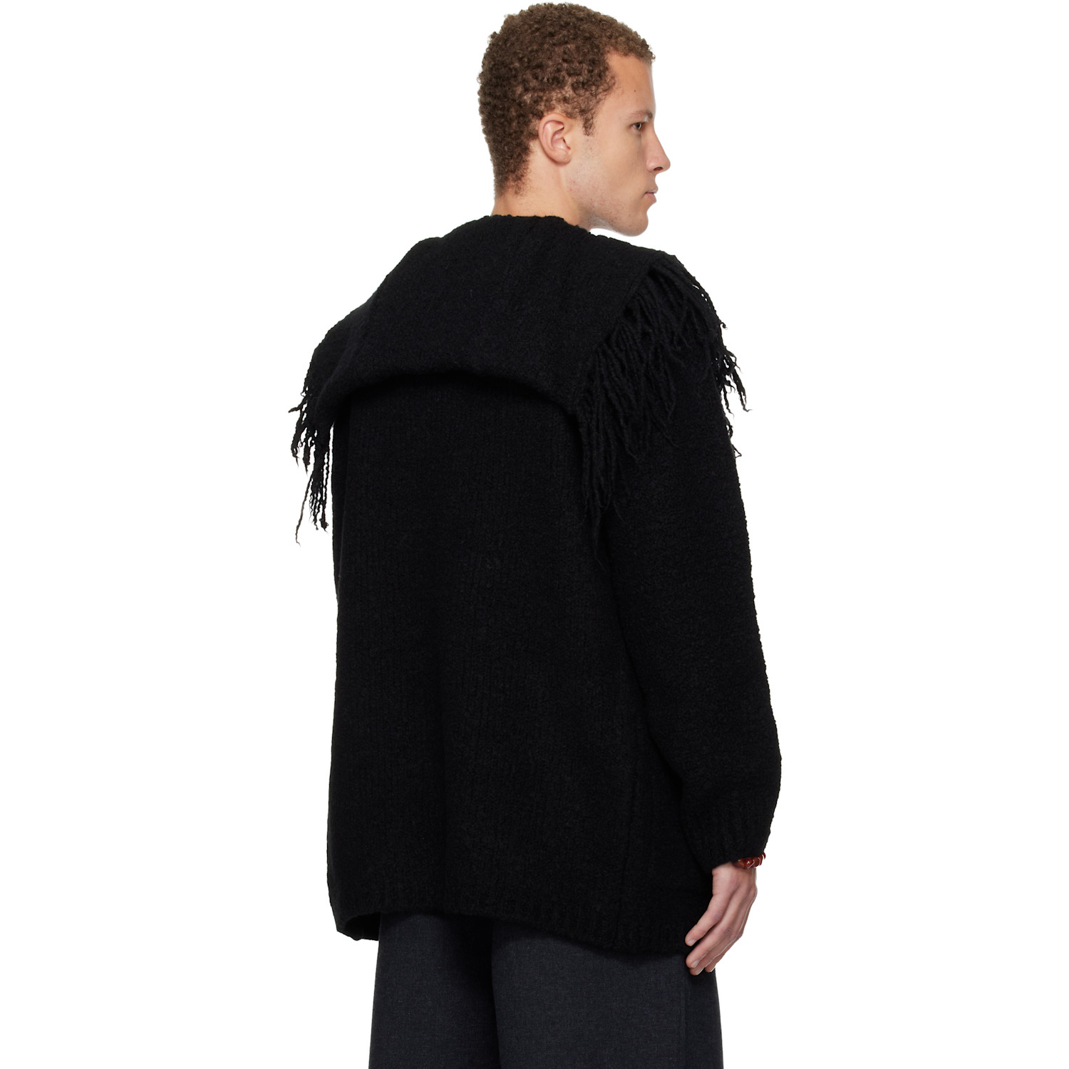  Dries Van Noten Black Fringed Cardigan 