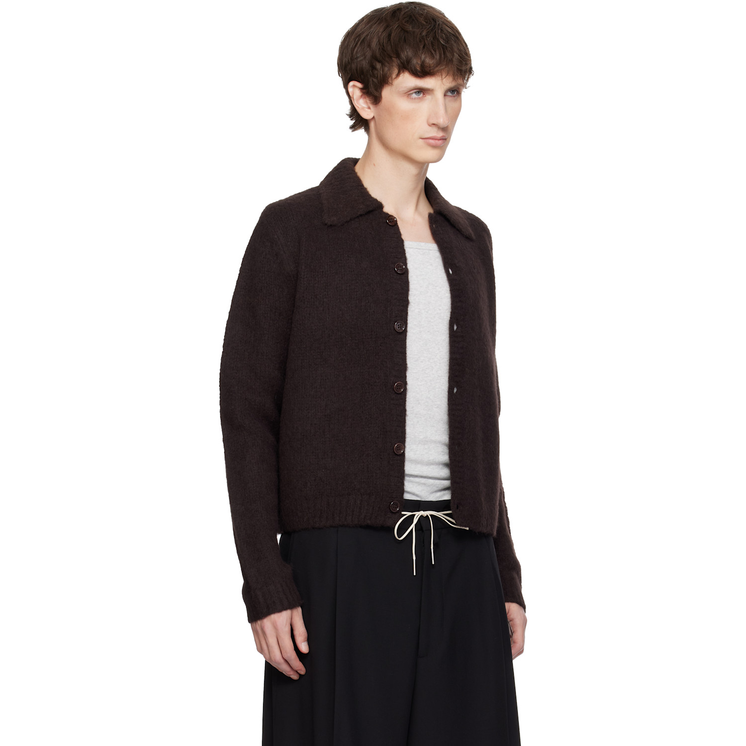  Dries Van Noten Brown Brushed Cardigan 