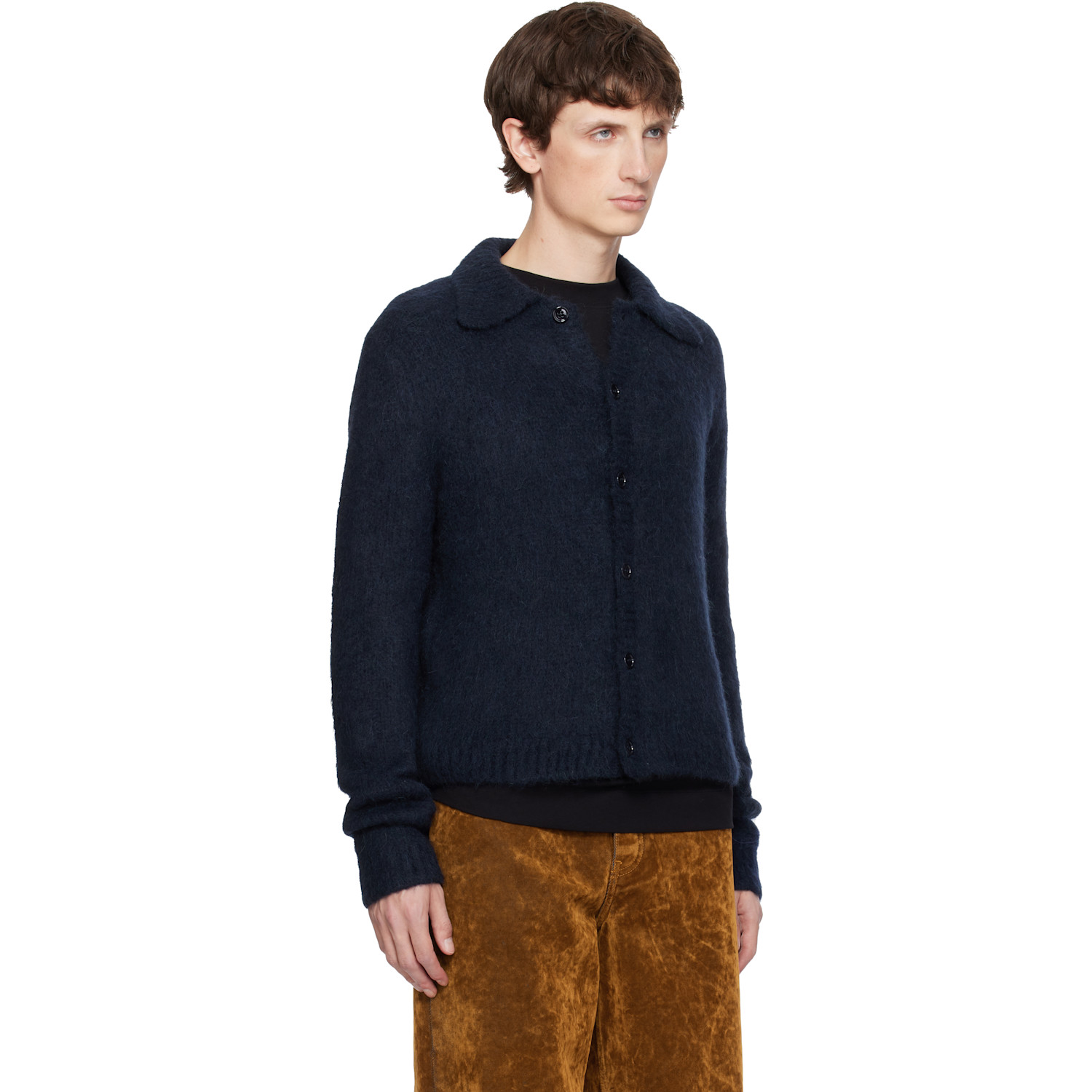  Dries Van Noten Navy Brushed Cardigan 
