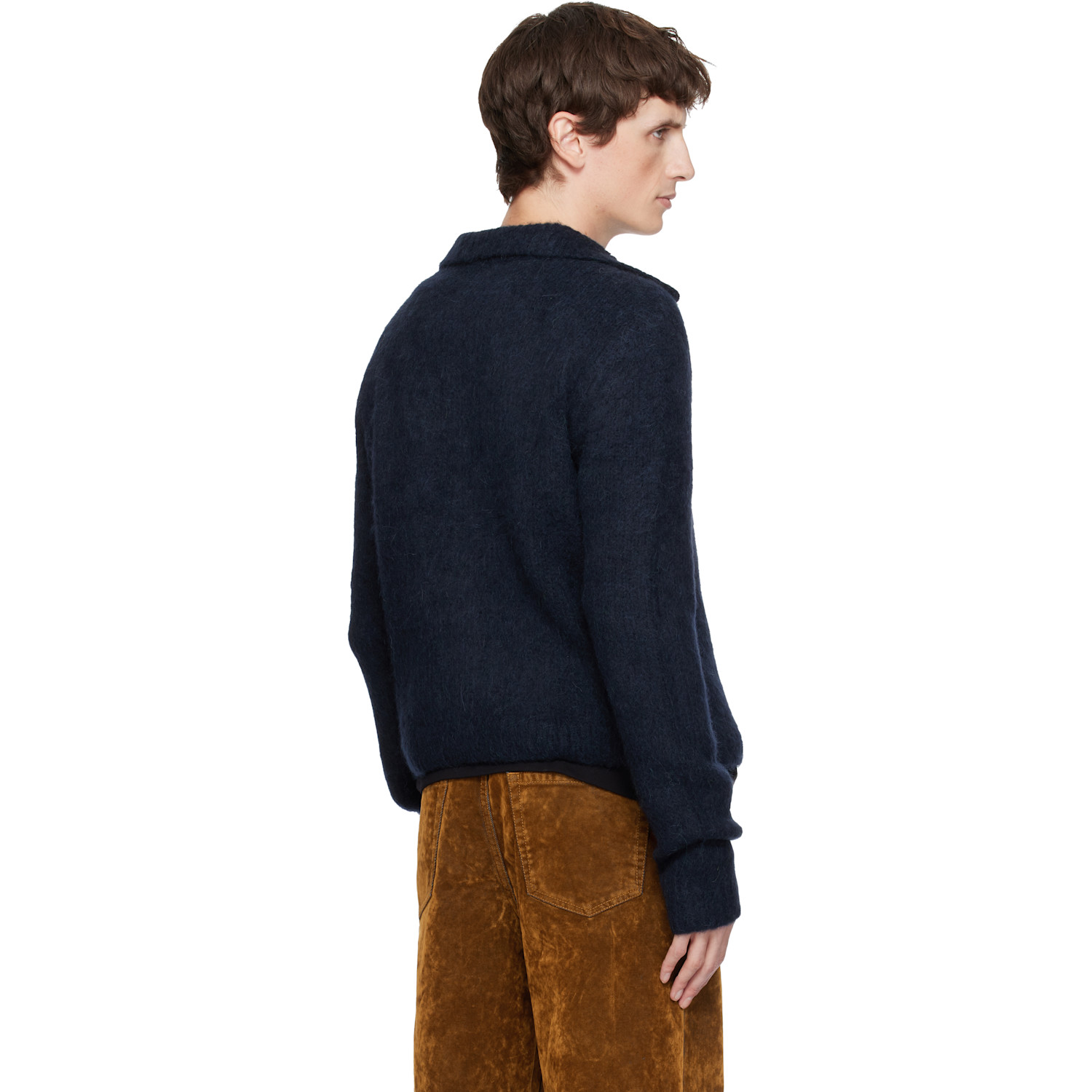  Dries Van Noten Navy Brushed Cardigan 