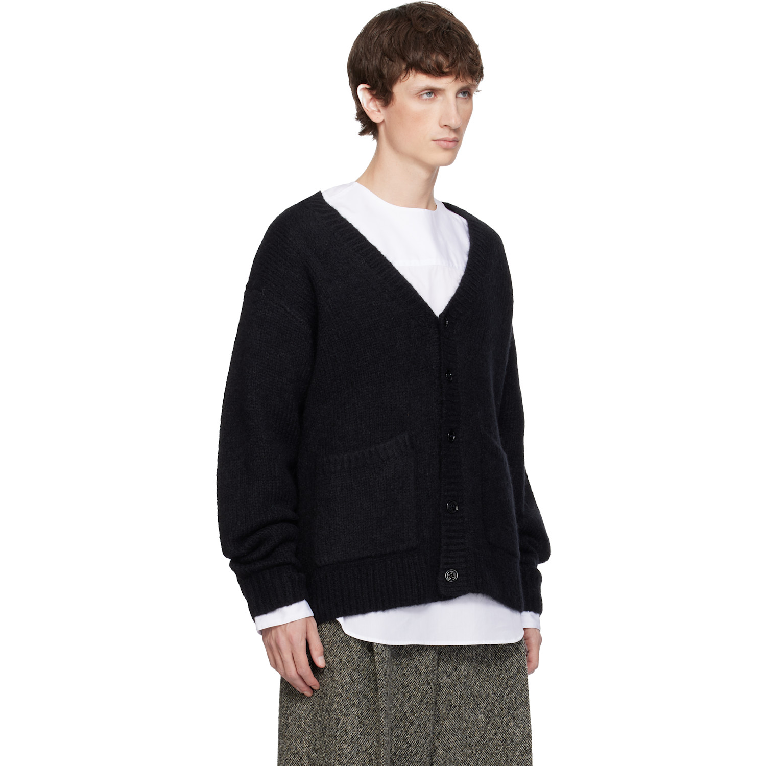  Dries Van Noten Black Alpaca & Merino Wool Cardigan 