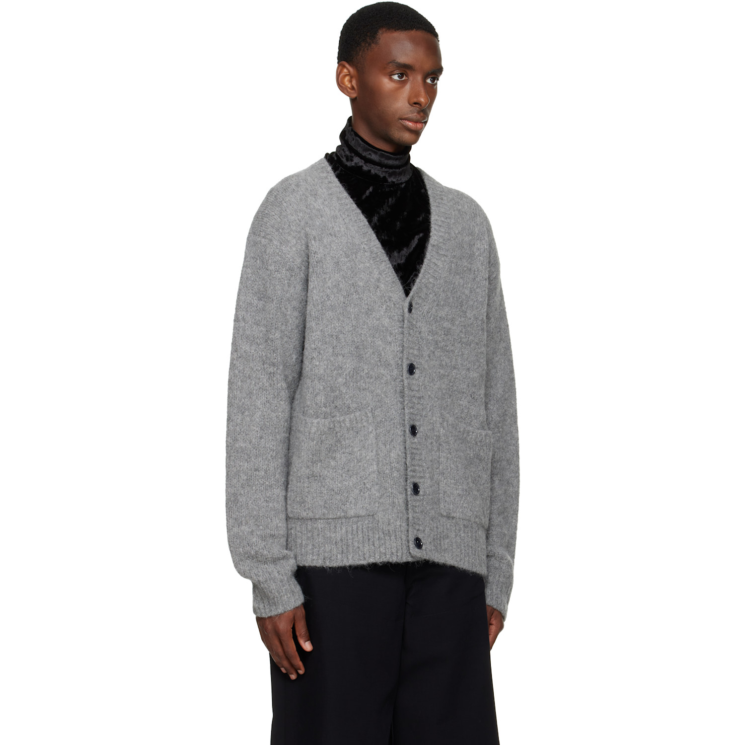  Dries Van Noten Gray Alpaca Cardigan 