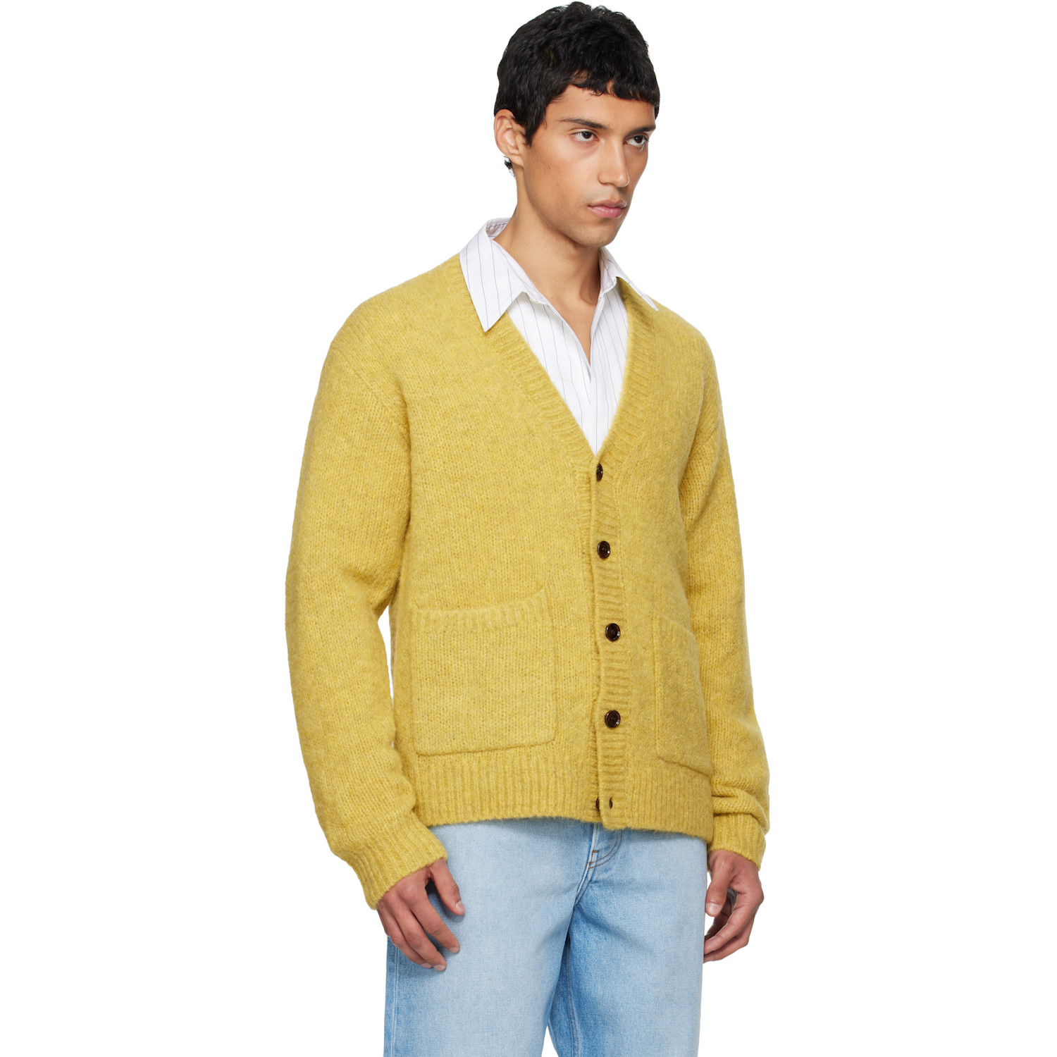  Dries Van Noten Yellow Alpaca Cardigan 